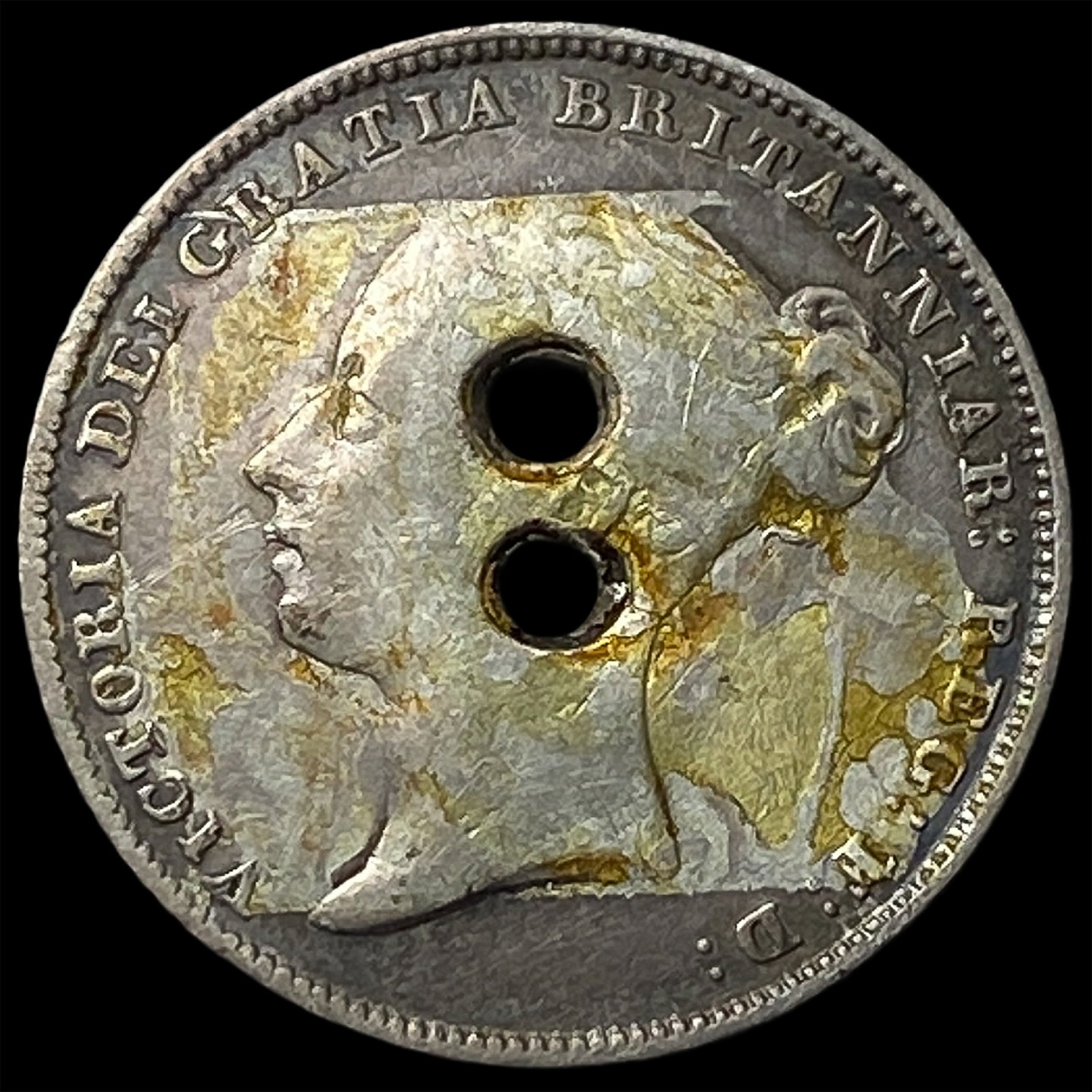 1854 Silver Sixpence (Holed) HIGH GRADE: 1854 Silver Sixpence (Holed) HIGH GRADE