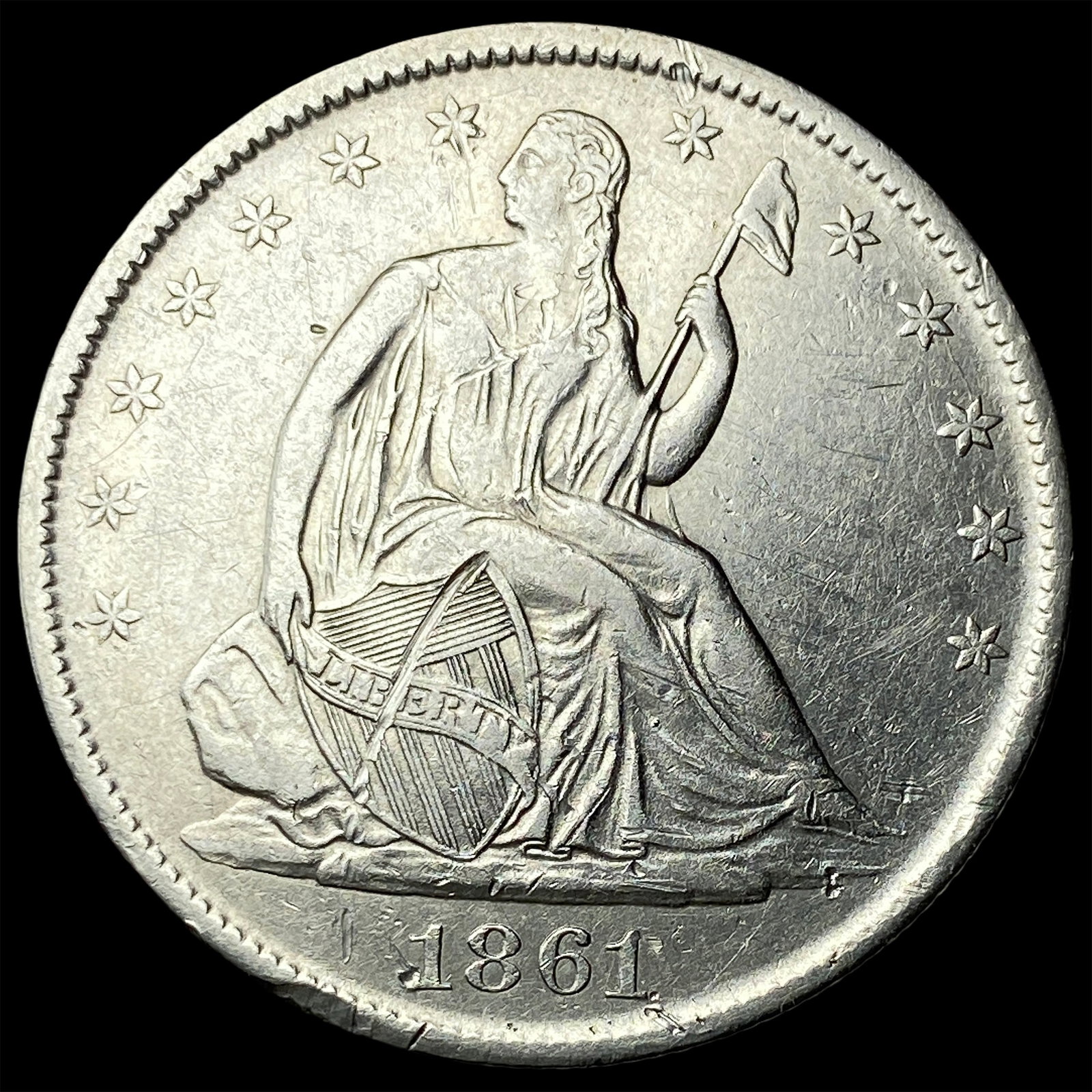 1861-O Silver Seated Liberty Half Dollar HIGH GRADE: 1861-O Silver Seated Liberty Half Dollar HIGH GRADE