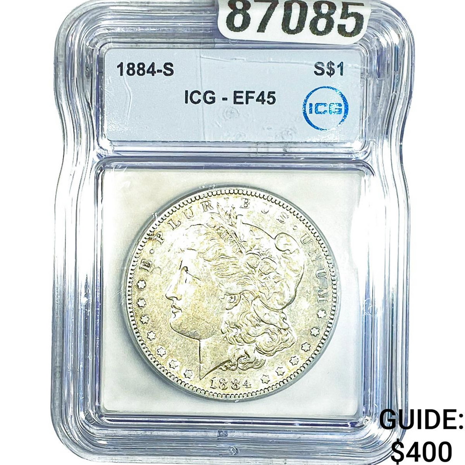 1884-S Morgan Silver Dollar ICG EF45: 1884-S Morgan Silver Dollar ICG EF45