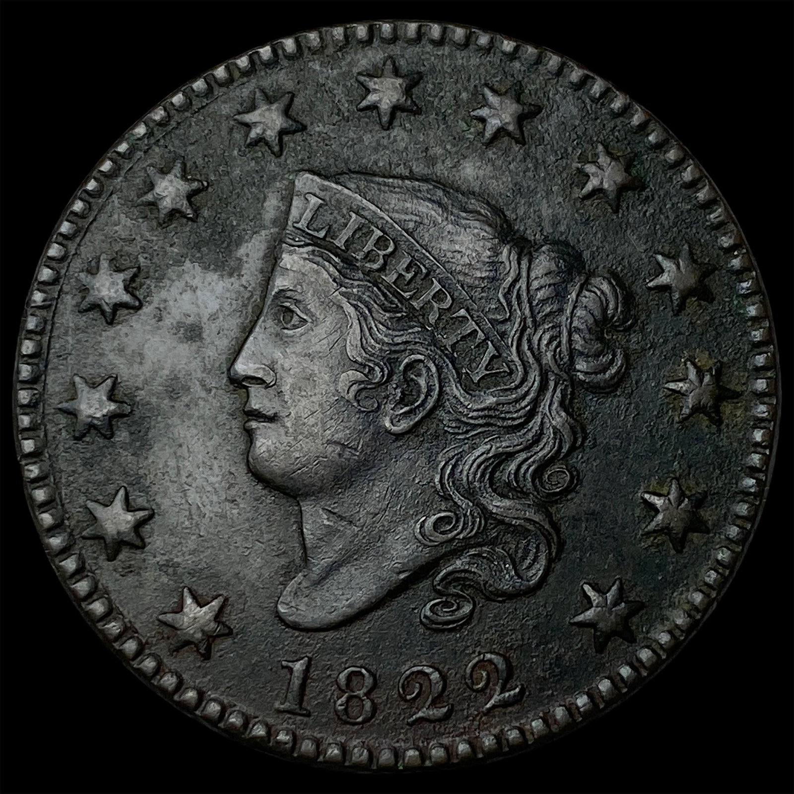 1822 Coronet Head Large Cent NEARLY UNCIRCULATED: 1822 Coronet Head Large Cent NEARLY UNCIRCULATED
