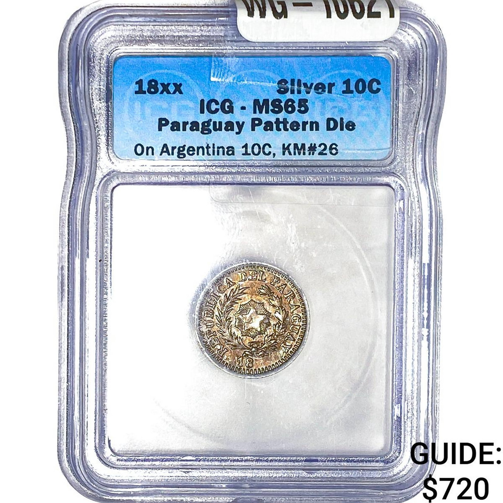 18xx Paraguay Die on Argentina Silver 10 Centavos: 18xx Paraguay Die on Argentina Silver 10 Centavos
