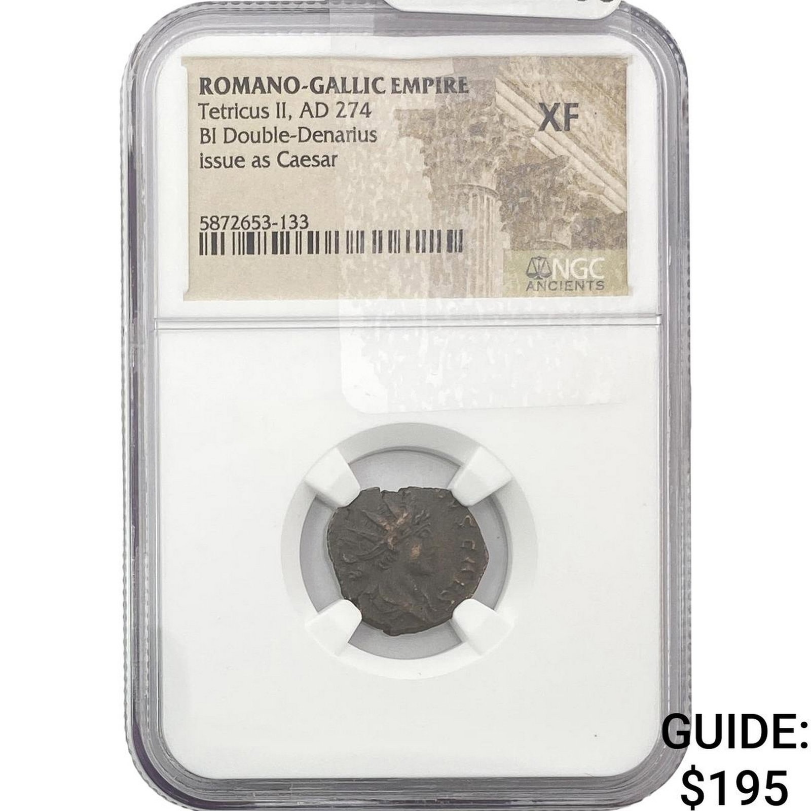 Romano-Gallic Tetricus II, AD 274 BI Double-Denarius NGC XF: Romano-Gallic Tetricus II, AD 274 BI Double-Denarius NGC XF