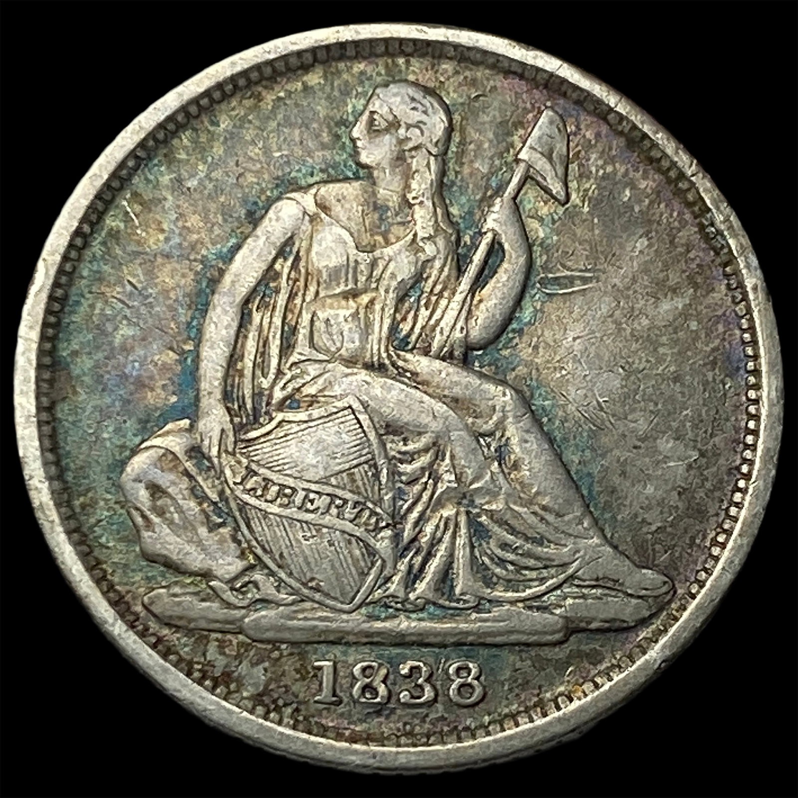 1838-O Silver Seated Liberty Dime NEARLY UNCIRCULATED: 1838-O Silver Seated Liberty Dime NEARLY UNCIRCULATED