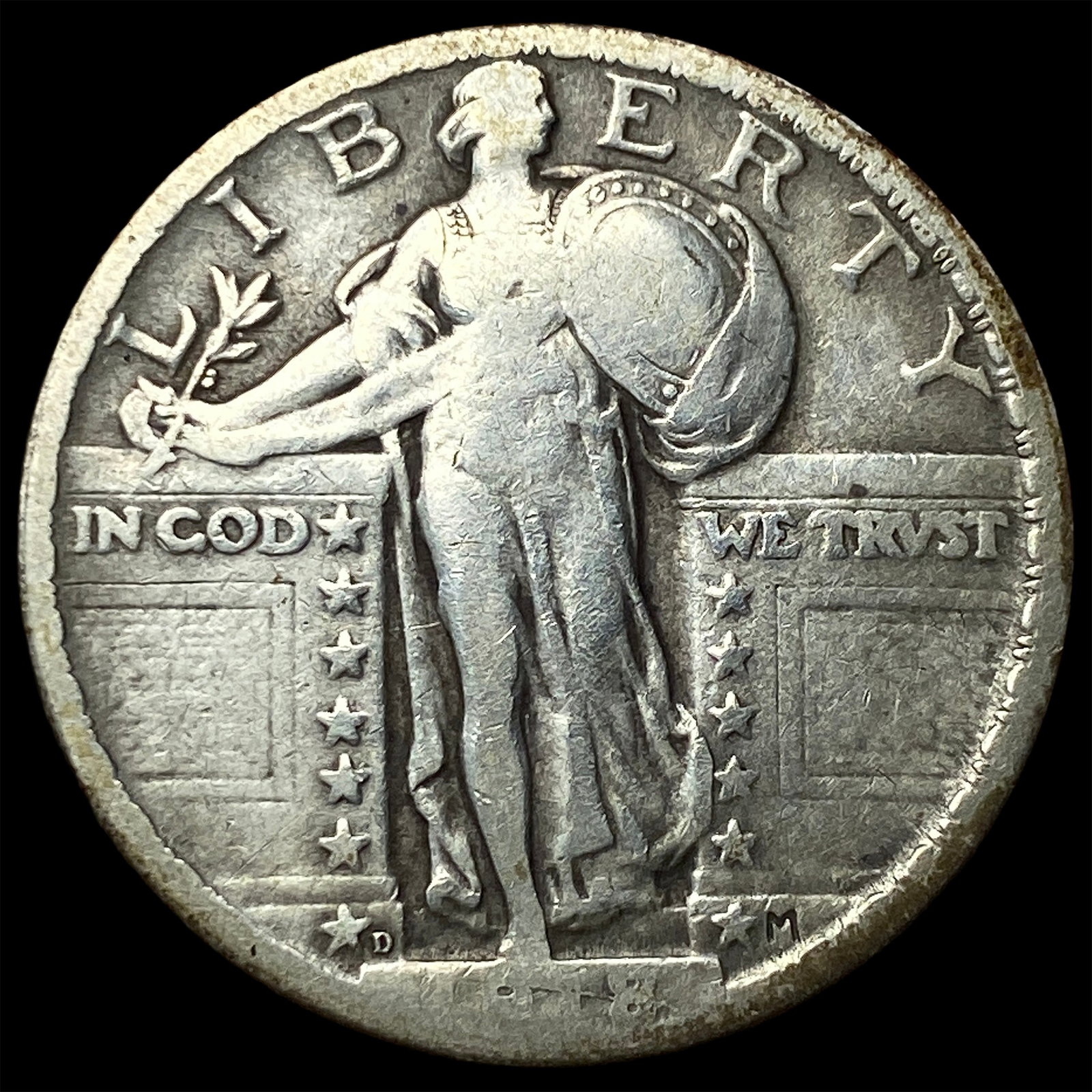 1918-D Silver Standing Liberty Quarter LIGHTLY CIRCULATED: 1918-D Silver Standing Liberty Quarter LIGHTLY CIRCULATED