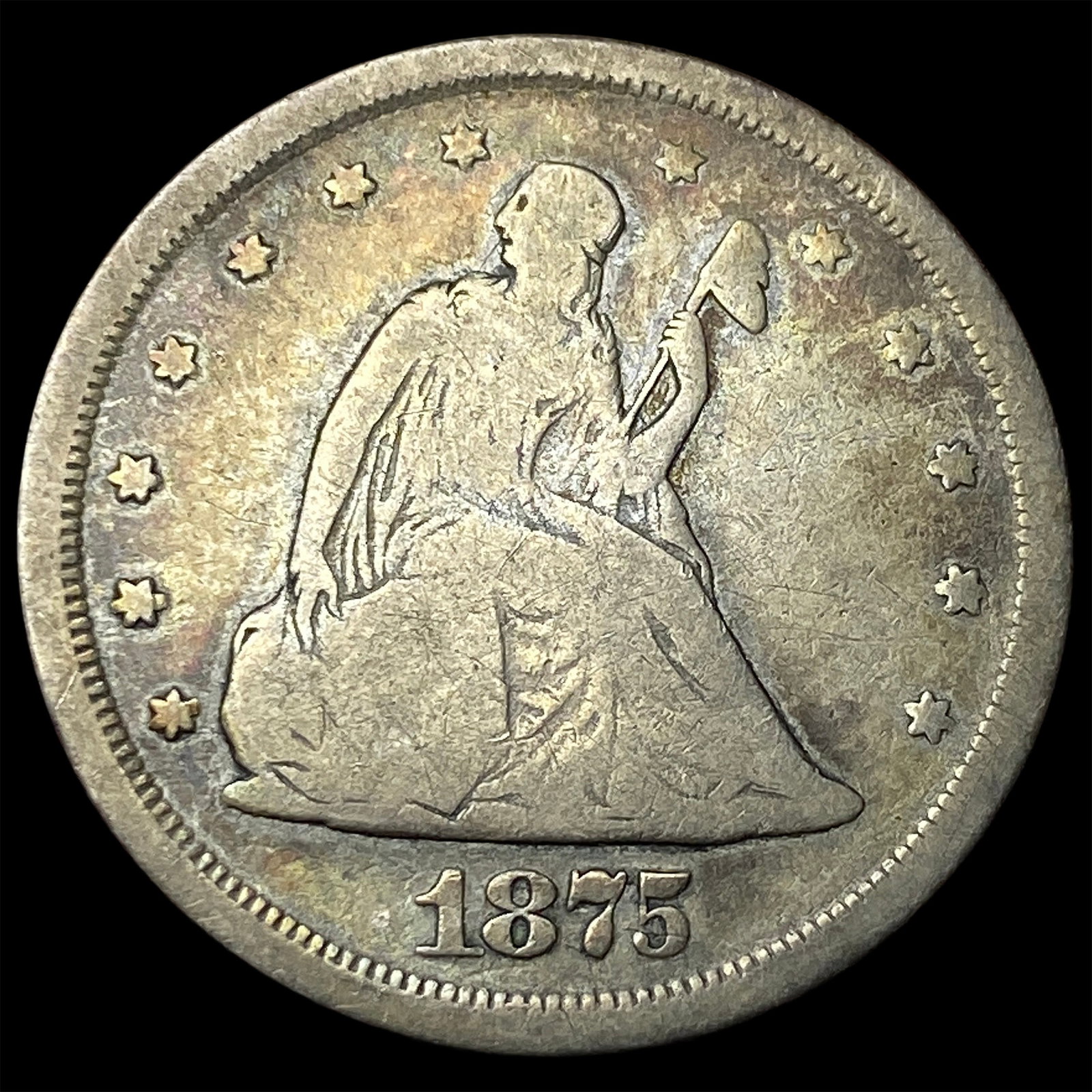 1875-S Silver Twenty Cent Piece LIGHTLY CIRCULATED: 1875-S Silver Twenty Cent Piece LIGHTLY CIRCULATED