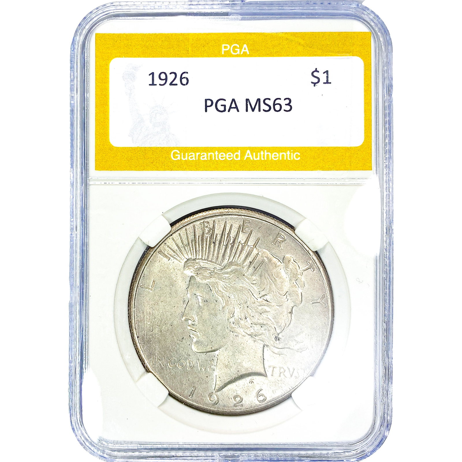 1926 Silver Peace Dollar PGA MS63: 1926 Silver Peace Dollar PGA MS63