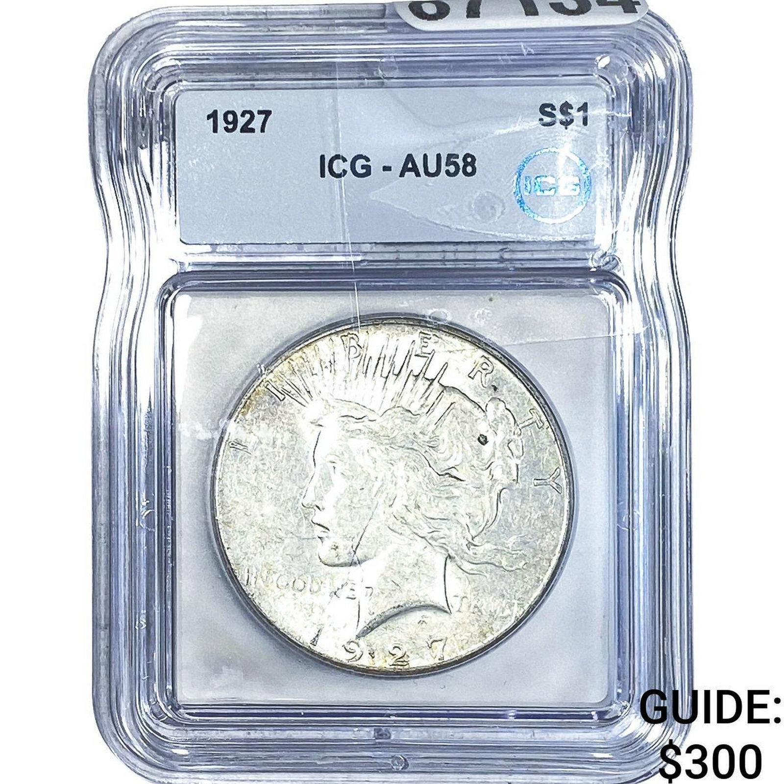 1927 Silver Peace Dollar ICG AU58: 1927 Silver Peace Dollar ICG AU58