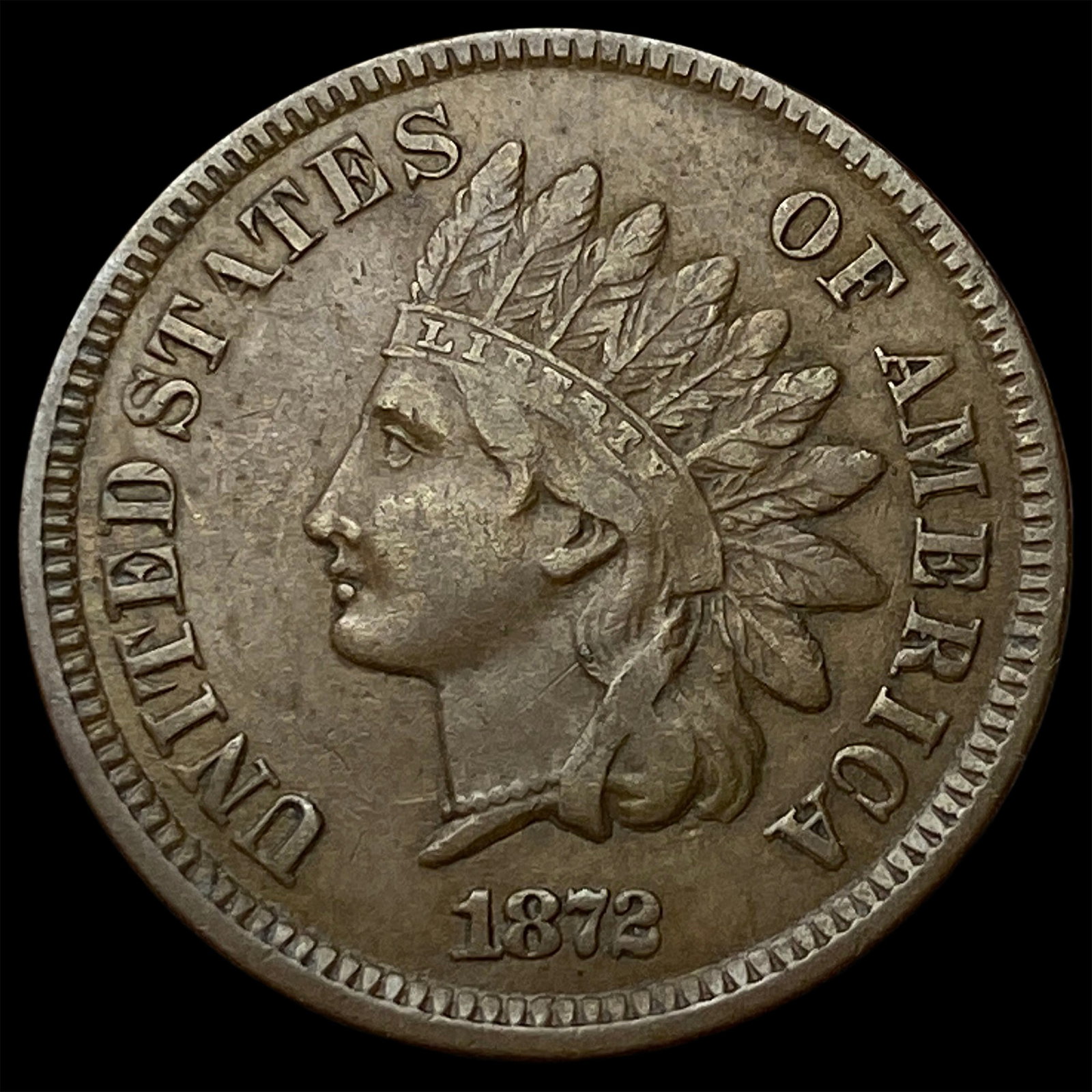 1872 Indian Head Cent NEARLY UNCIRCULATED: 1872 Indian Head Cent NEARLY UNCIRCULATED