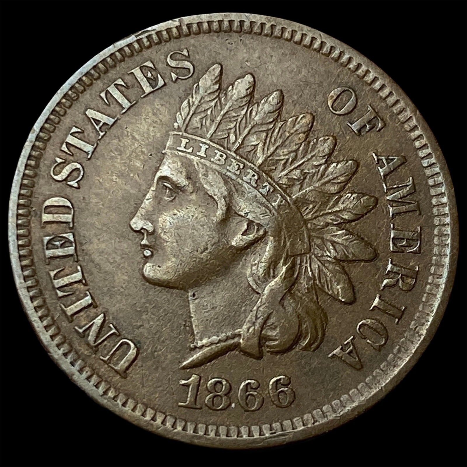 1866 Indian Head Cent CLOSELY UNCIRCULATED: 1866 Indian Head Cent CLOSELY UNCIRCULATED