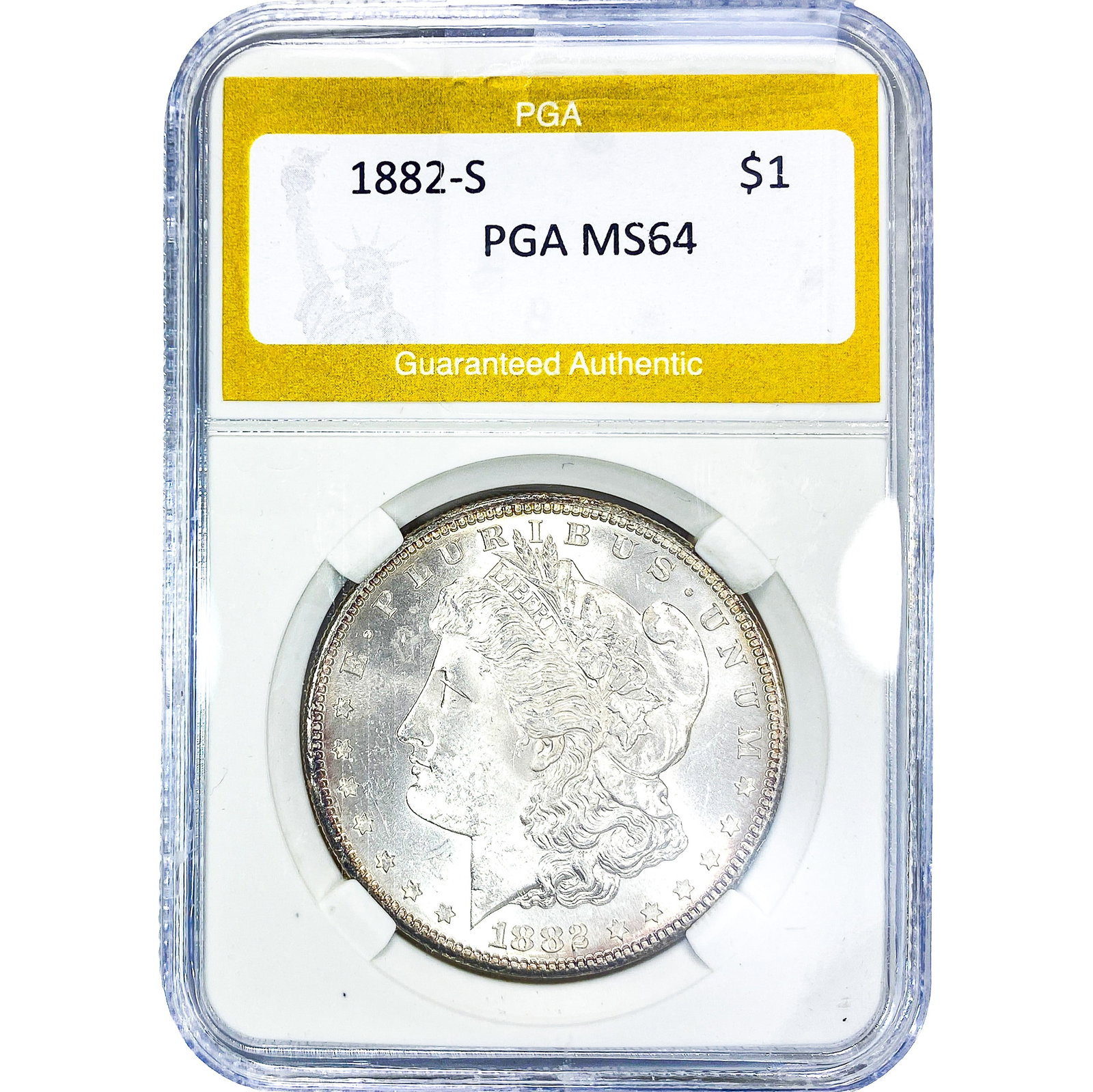 1882-S Morgan Silver Dollar PGA MS64: 1882-S Morgan Silver Dollar PGA MS64
