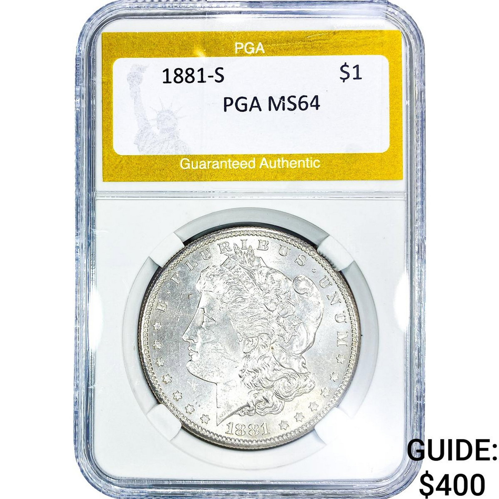 1881-S Morgan Silver Dollar PGA MS64: 1881-S Morgan Silver Dollar PGA MS64