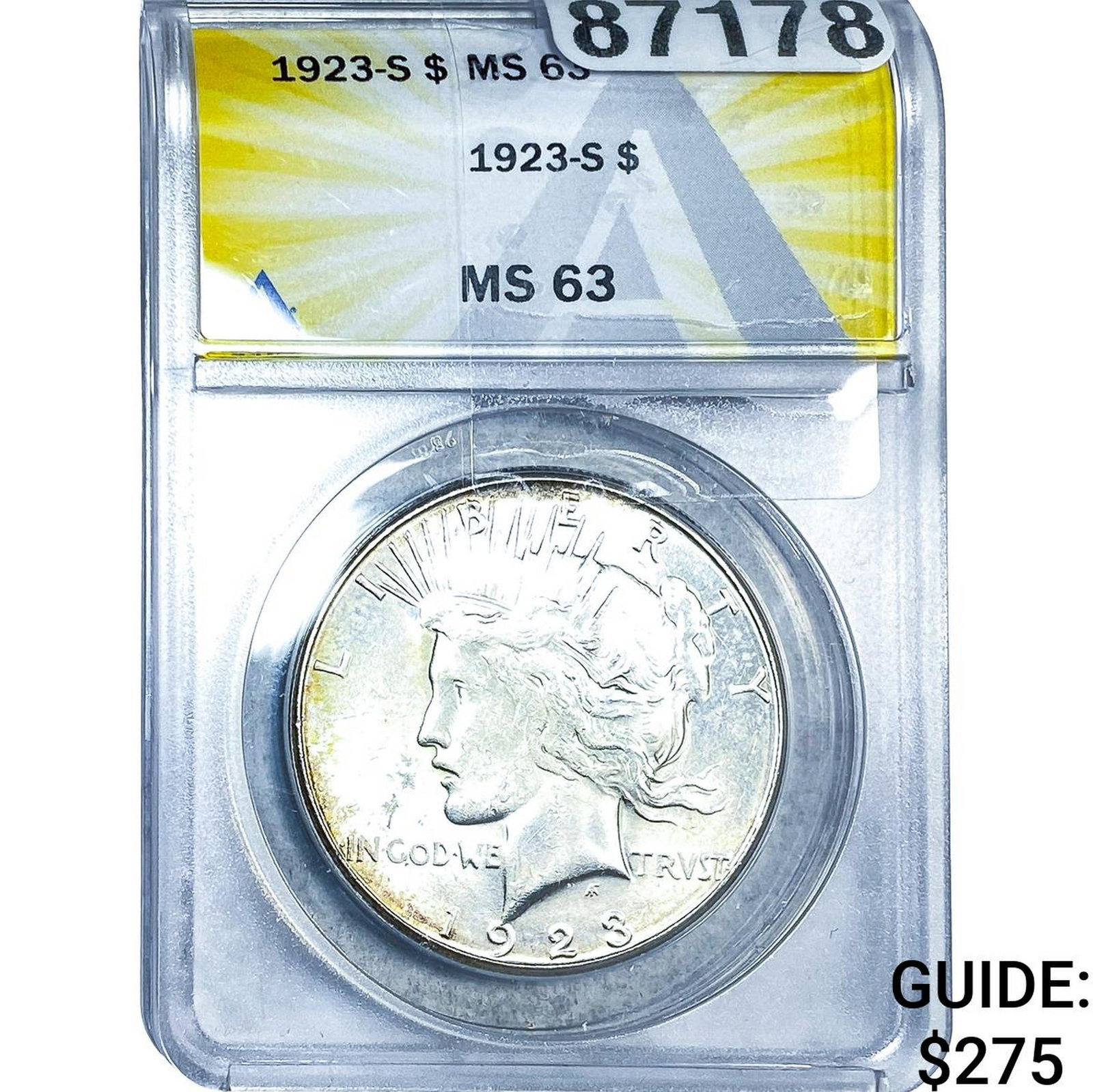 1923-S Silver Peace Dollar ANACS MS63: 1923-S Silver Peace Dollar ANACS MS63