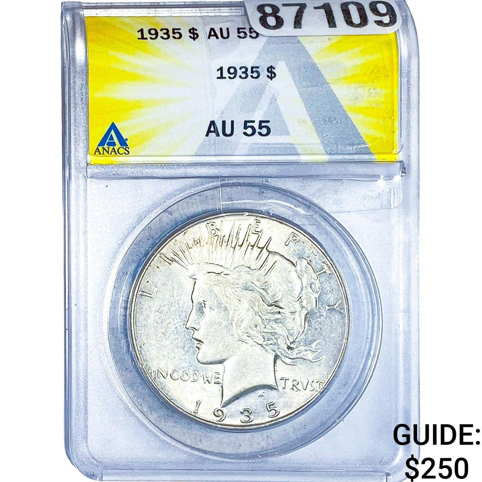 1935 Silver Peace Dollar ANACS AU55: 1935 Silver Peace Dollar ANACS AU55