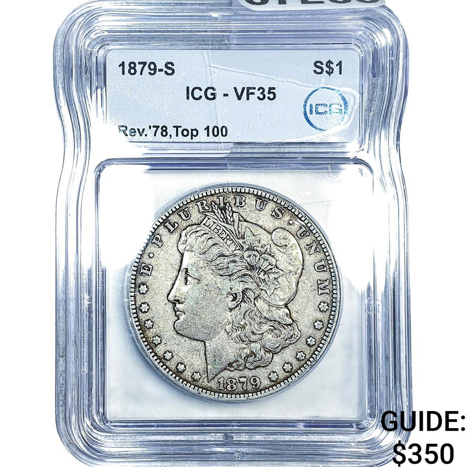 1879-S REV 78 Morgan Silver Dollar ICG VF35: 1879-S REV 78 Morgan Silver Dollar ICG VF35