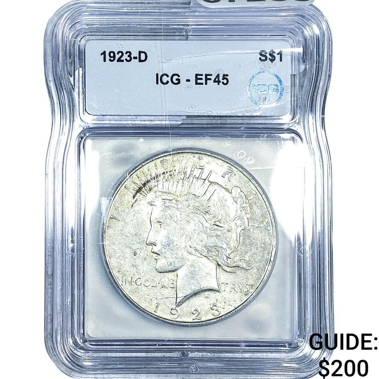 1923-D Silver Peace Dollar ICG EF45: 1923-D Silver Peace Dollar ICG EF45