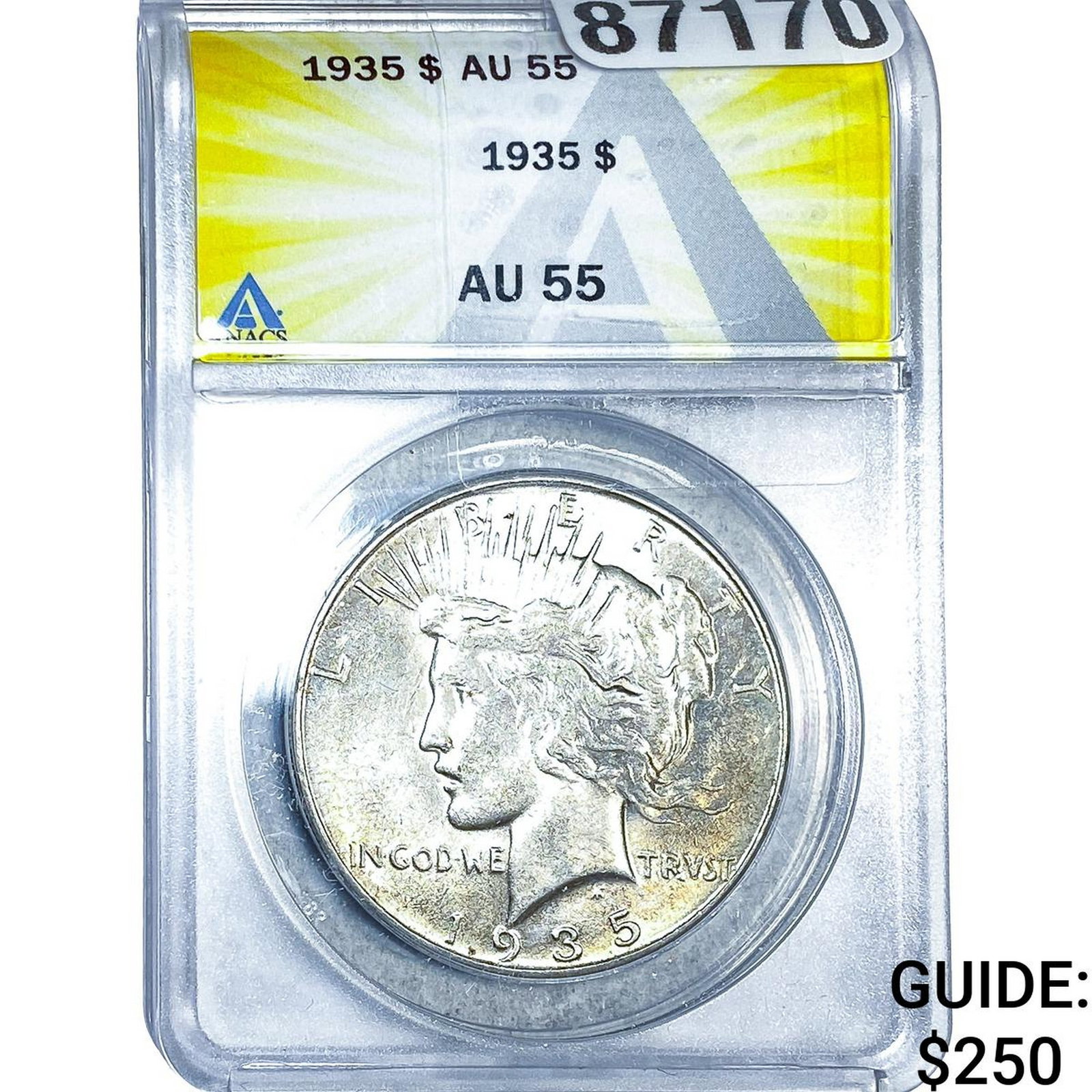 1935 Silver Peace Dollar ANACS AU55: 1935 Silver Peace Dollar ANACS AU55