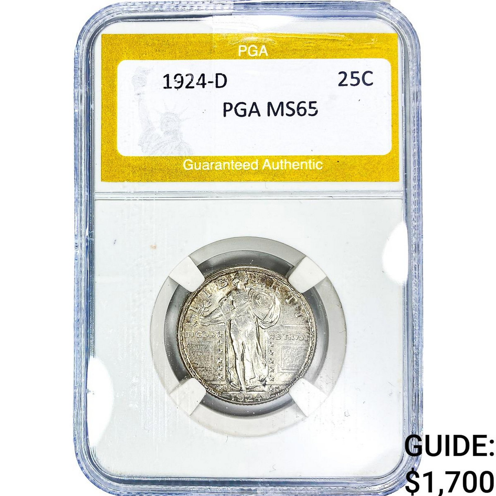 1924-D Standing Liberty Quarter PGA MS65: 1924-D Standing Liberty Quarter PGA MS65