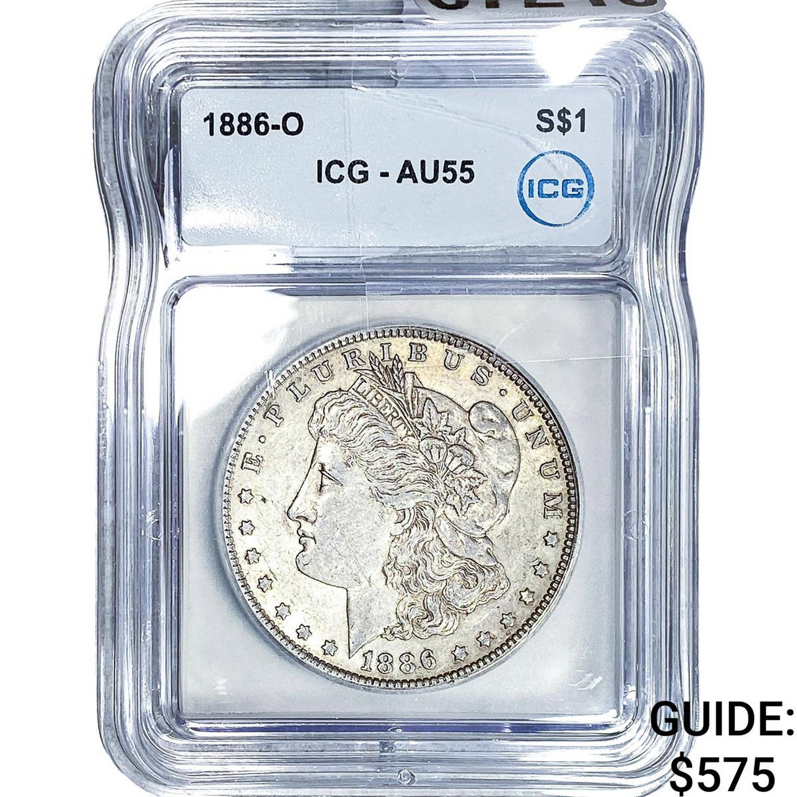 1886-O Morgan Silver Dollar ICG AU55: 1886-O Morgan Silver Dollar ICG AU55