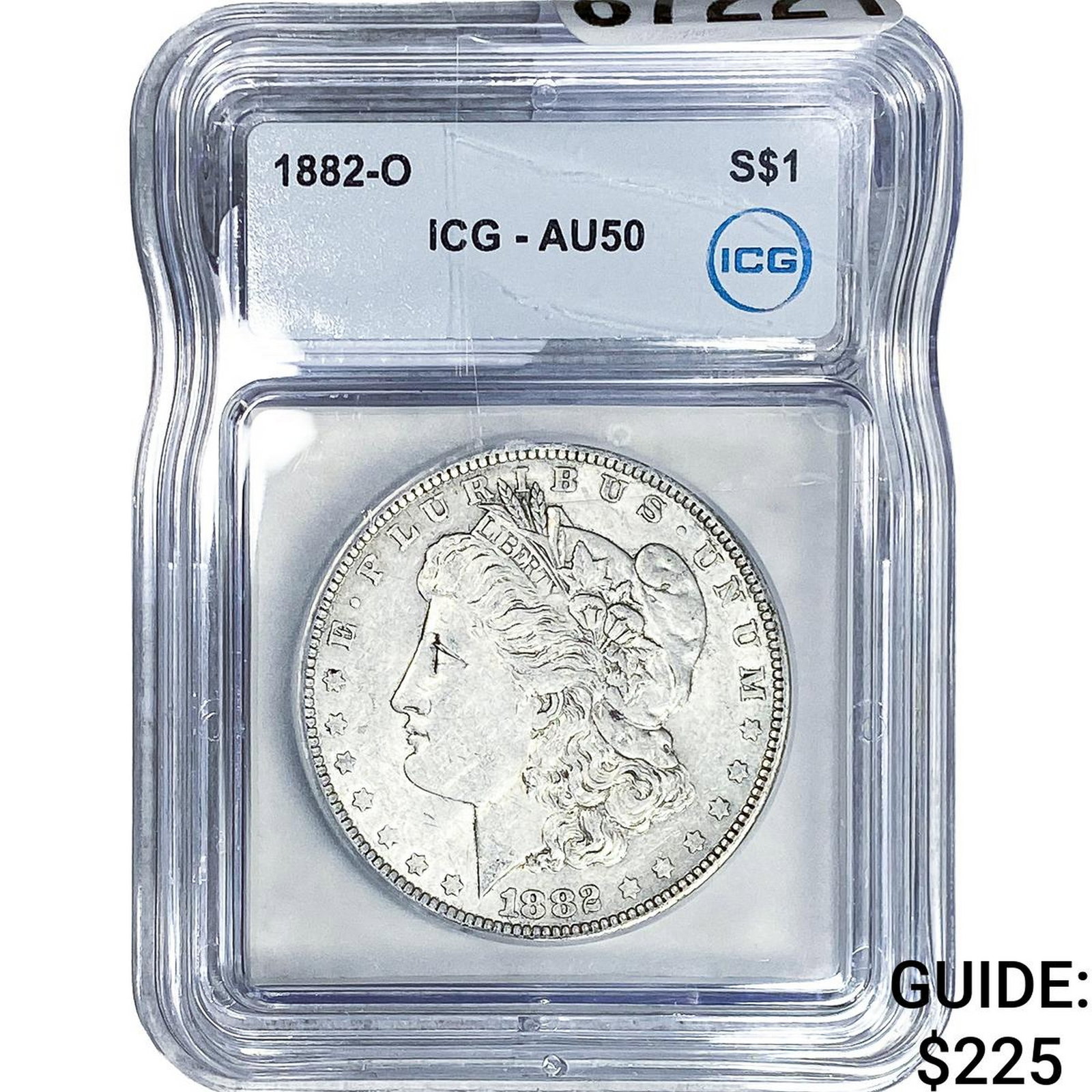 1882-O Morgan Silver Dollar ICG AU50: 1882-O Morgan Silver Dollar ICG AU50