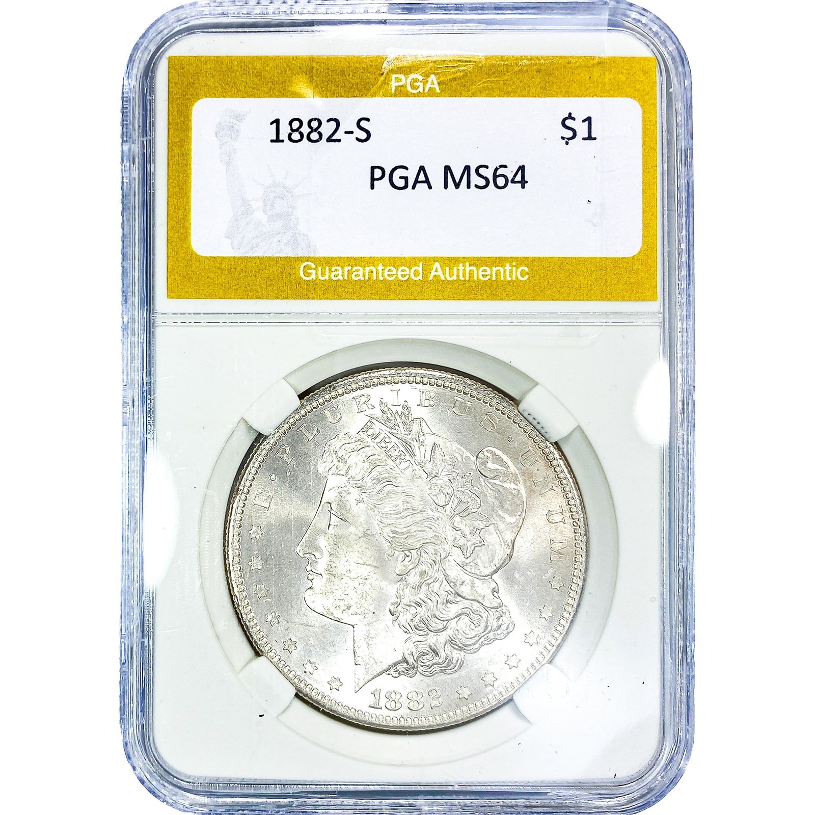 1882-S Morgan Silver Dollar PGA MS64: 1882-S Morgan Silver Dollar PGA MS64