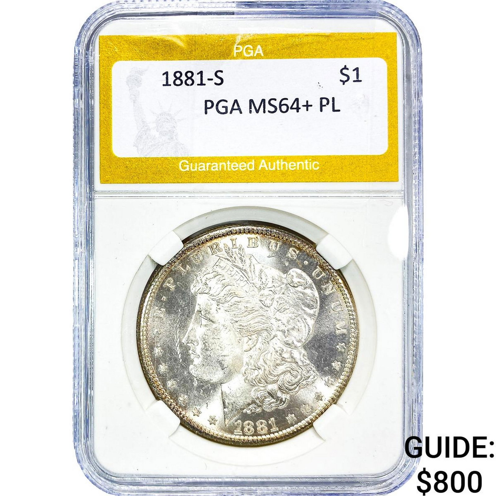 1881-S Morgan Silver Dollar PGA MS64+ PL: 1881-S Morgan Silver Dollar PGA MS64+ PL