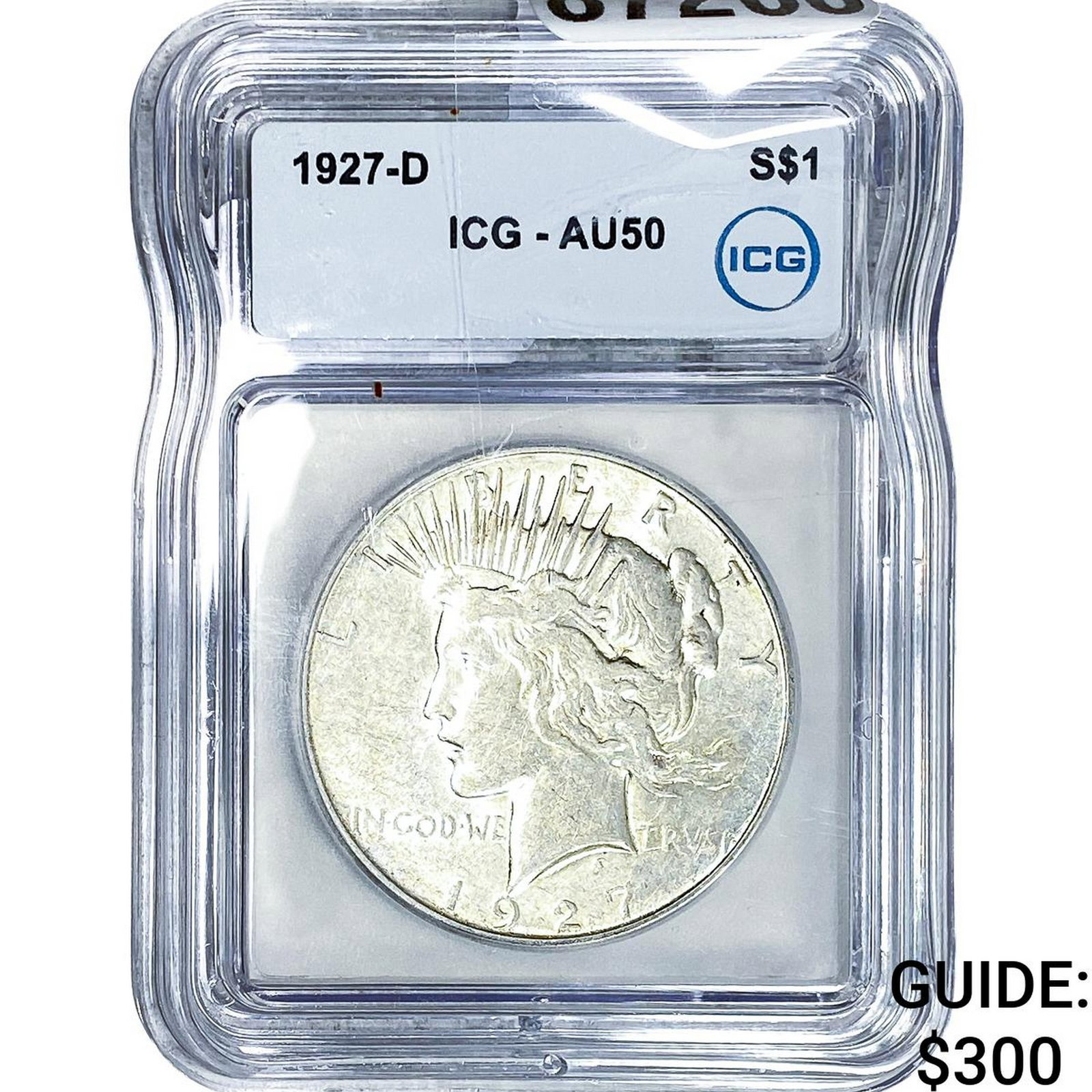 1927-D Silver Peace Dollar ICG AU50: 1927-D Silver Peace Dollar ICG AU50