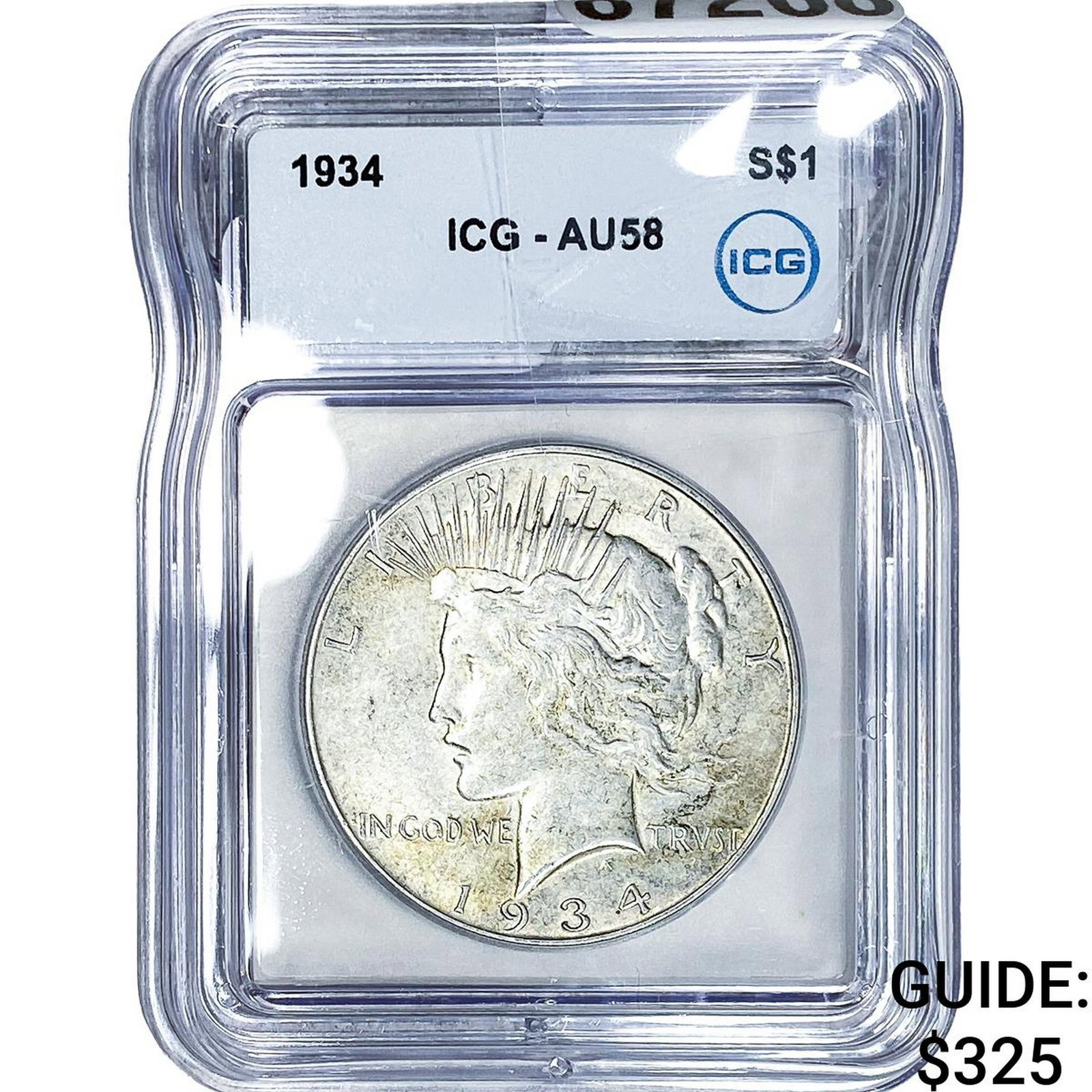 1934 Silver Peace Dollar ICG AU58: 1934 Silver Peace Dollar ICG AU58