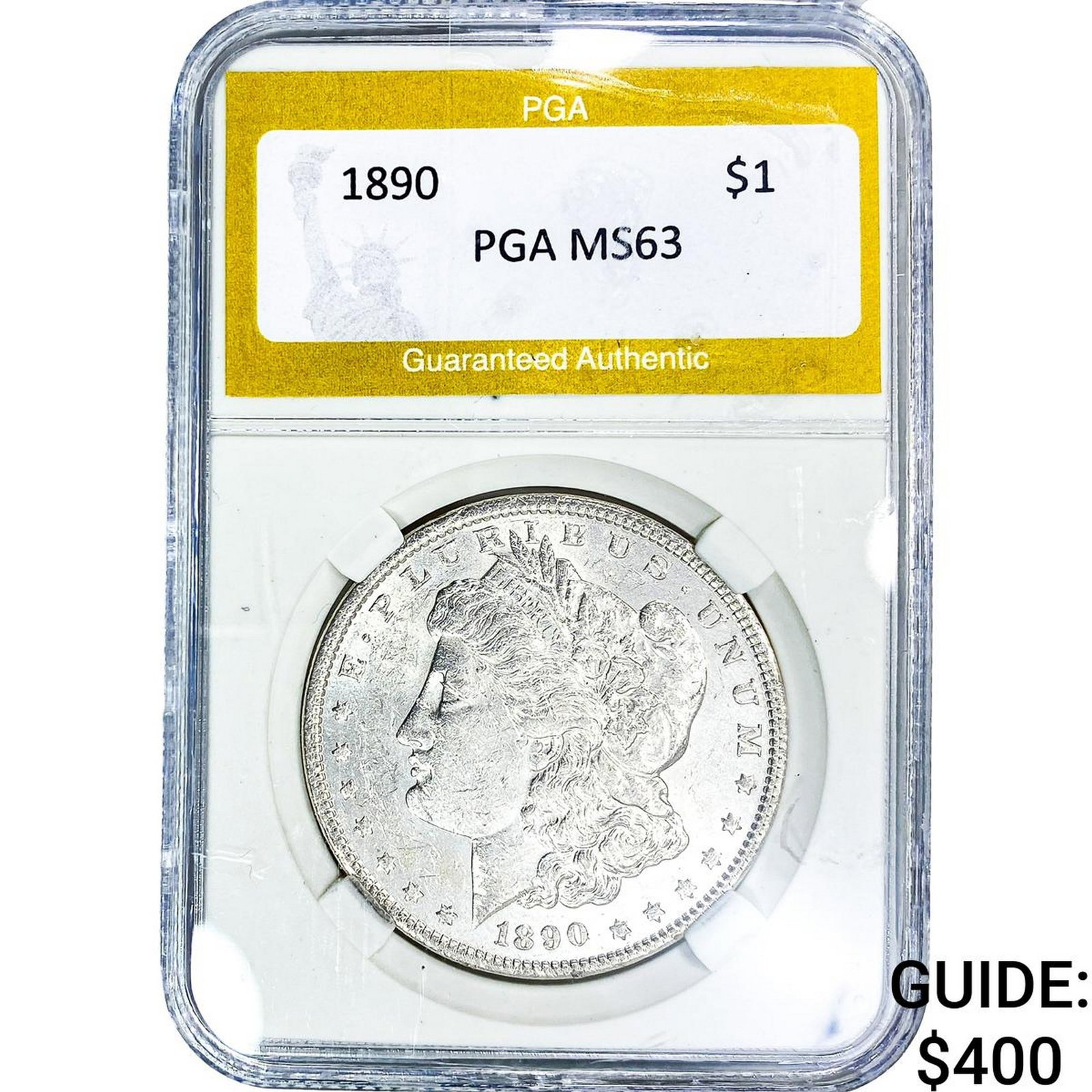 1890 Morgan Silver Dollar PGA MS63: 1890 Morgan Silver Dollar PGA MS63