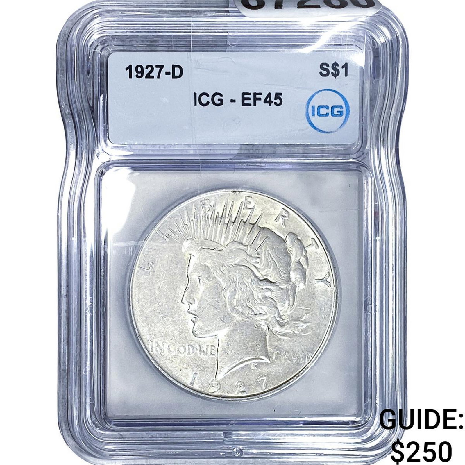 1927-D Silver Peace Dollar ICG EF45: 1927-D Silver Peace Dollar ICG EF45
