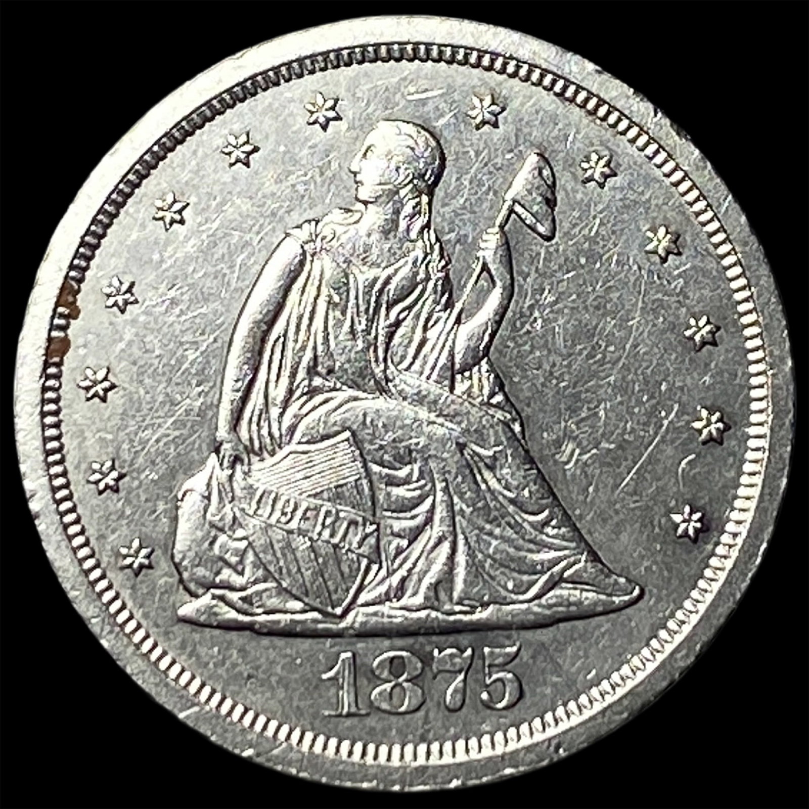 1875-S Silver Twenty Cents CLOSELY UNCIRCULATED: 1875-S Silver Twenty Cents CLOSELY UNCIRCULATED