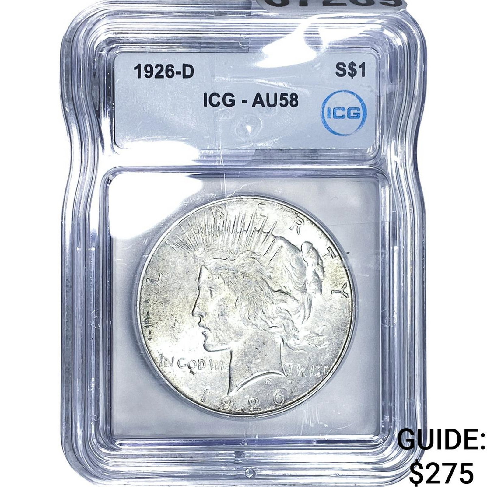 1926-D Silver Peace Dollar ICG AU58: 1926-D Silver Peace Dollar ICG AU58