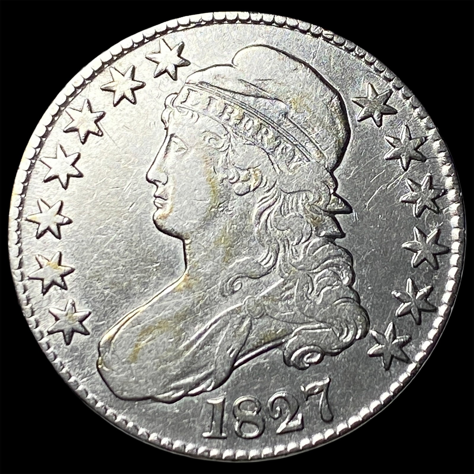 1827 Capped Bust Half Dollar NEARLY UNCIRCULATED: 1827 Capped Bust Half Dollar NEARLY UNCIRCULATED