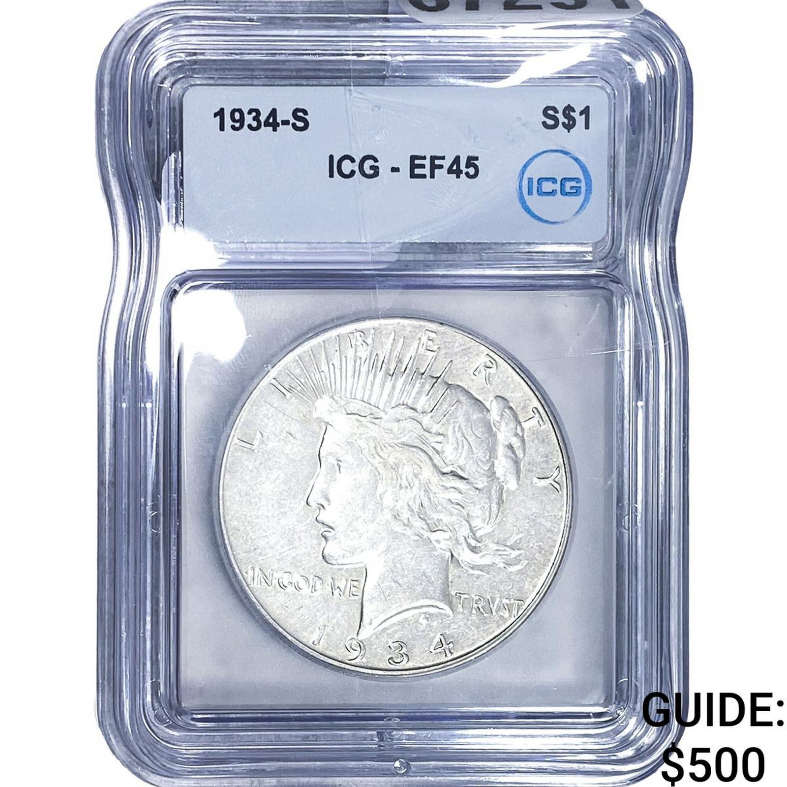 1934-S Silver Peace Dollar ICG EF45: 1934-S Silver Peace Dollar ICG EF45