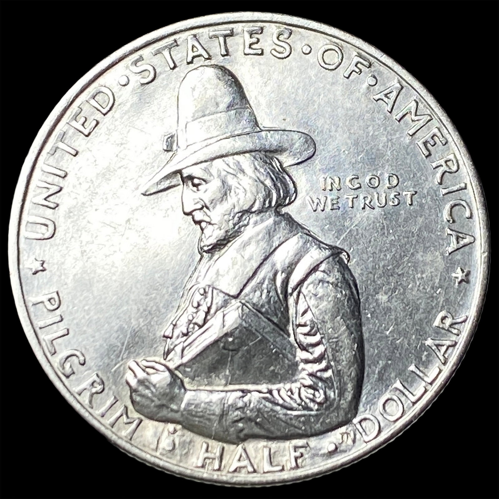 1920 Silver Pilgrim Half Dollar CLOSELY UNCIRCULATED: 1920 Silver Pilgrim Half Dollar CLOSELY UNCIRCULATED