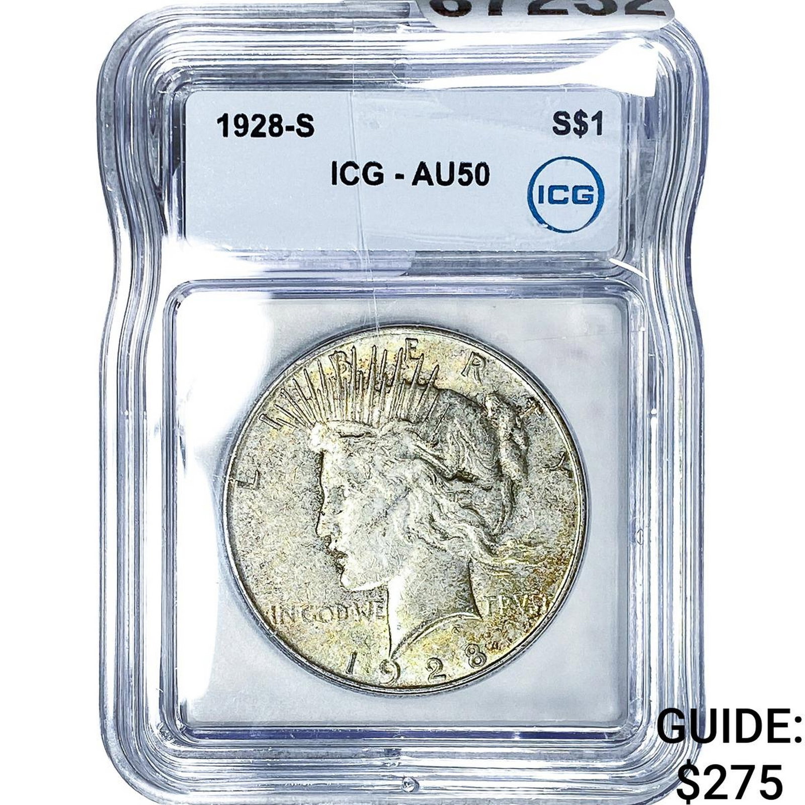 1928-S Silver Peace Dollar ICG AU50: 1928-S Silver Peace Dollar ICG AU50
