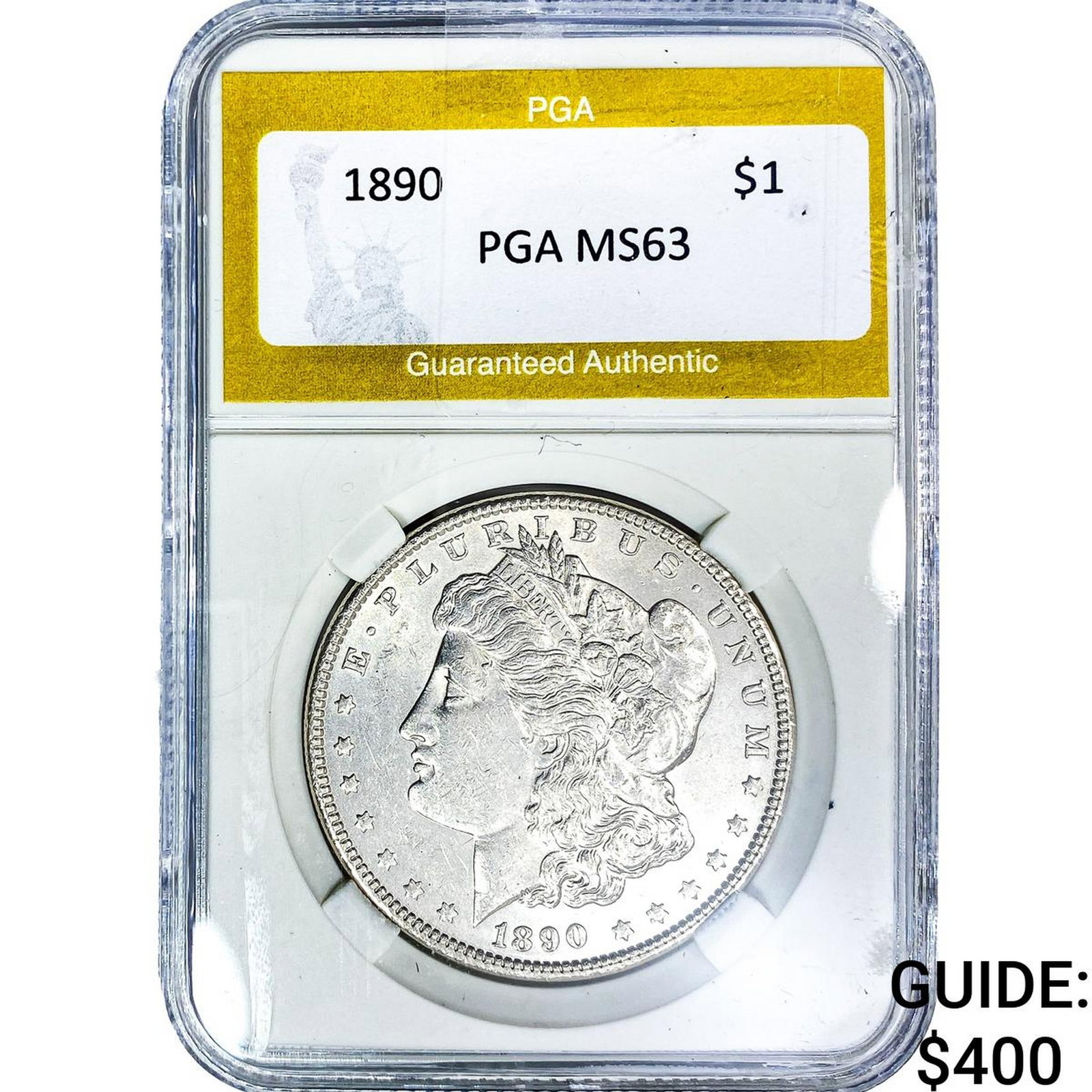 1890 Morgan Silver Dollar PGA MS63: 1890 Morgan Silver Dollar PGA MS63