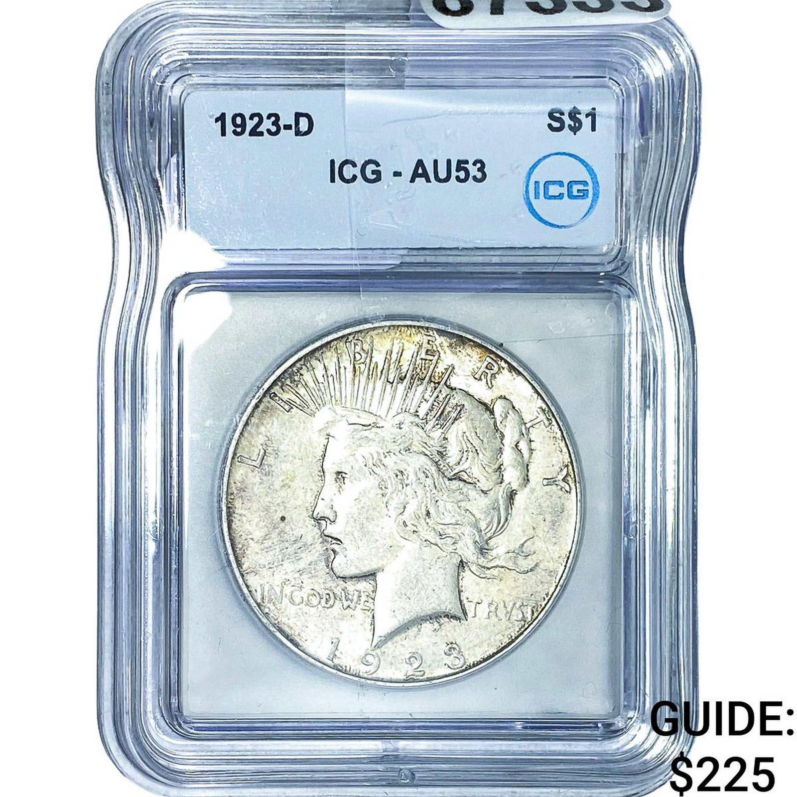 1923-D Silver Peace Dollar ICG AU53: 1923-D Silver Peace Dollar ICG AU53