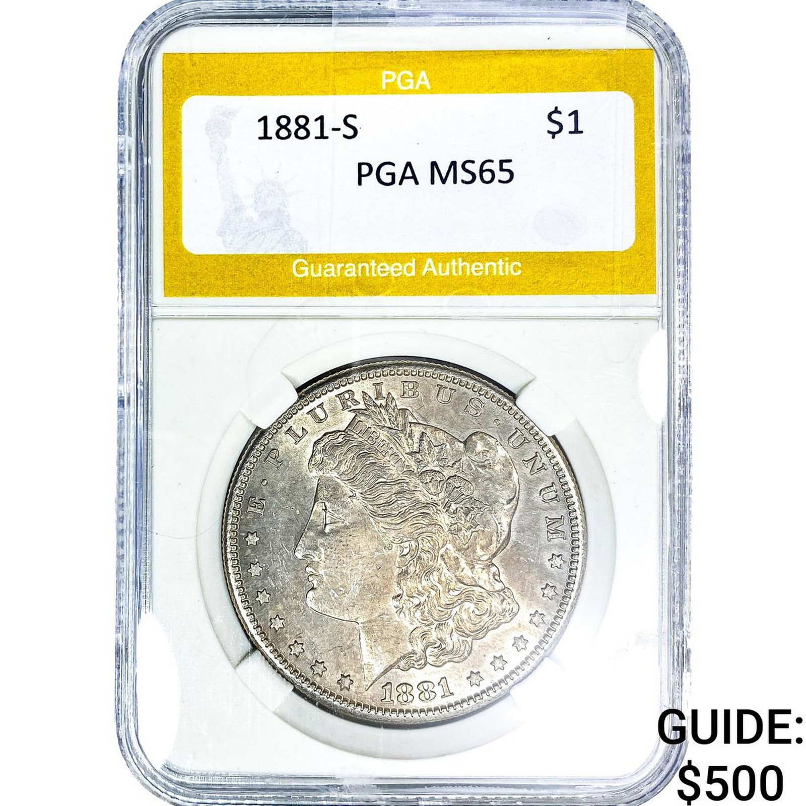 1881-S Morgan Silver Dollar PGA MS65: 1881-S Morgan Silver Dollar PGA MS65