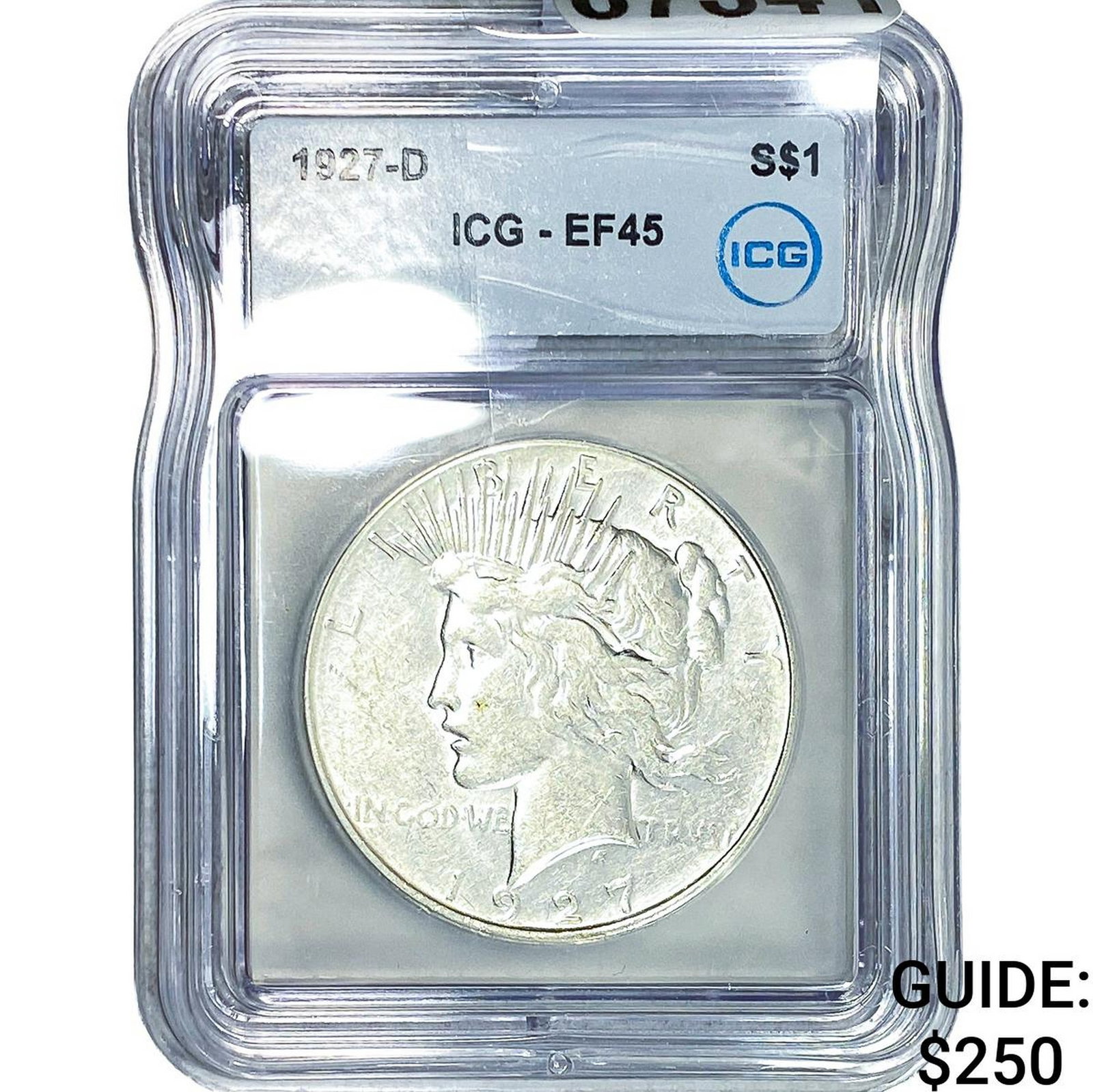 1927-D Silver Peace Dollar ICG EF45: 1927-D Silver Peace Dollar ICG EF45