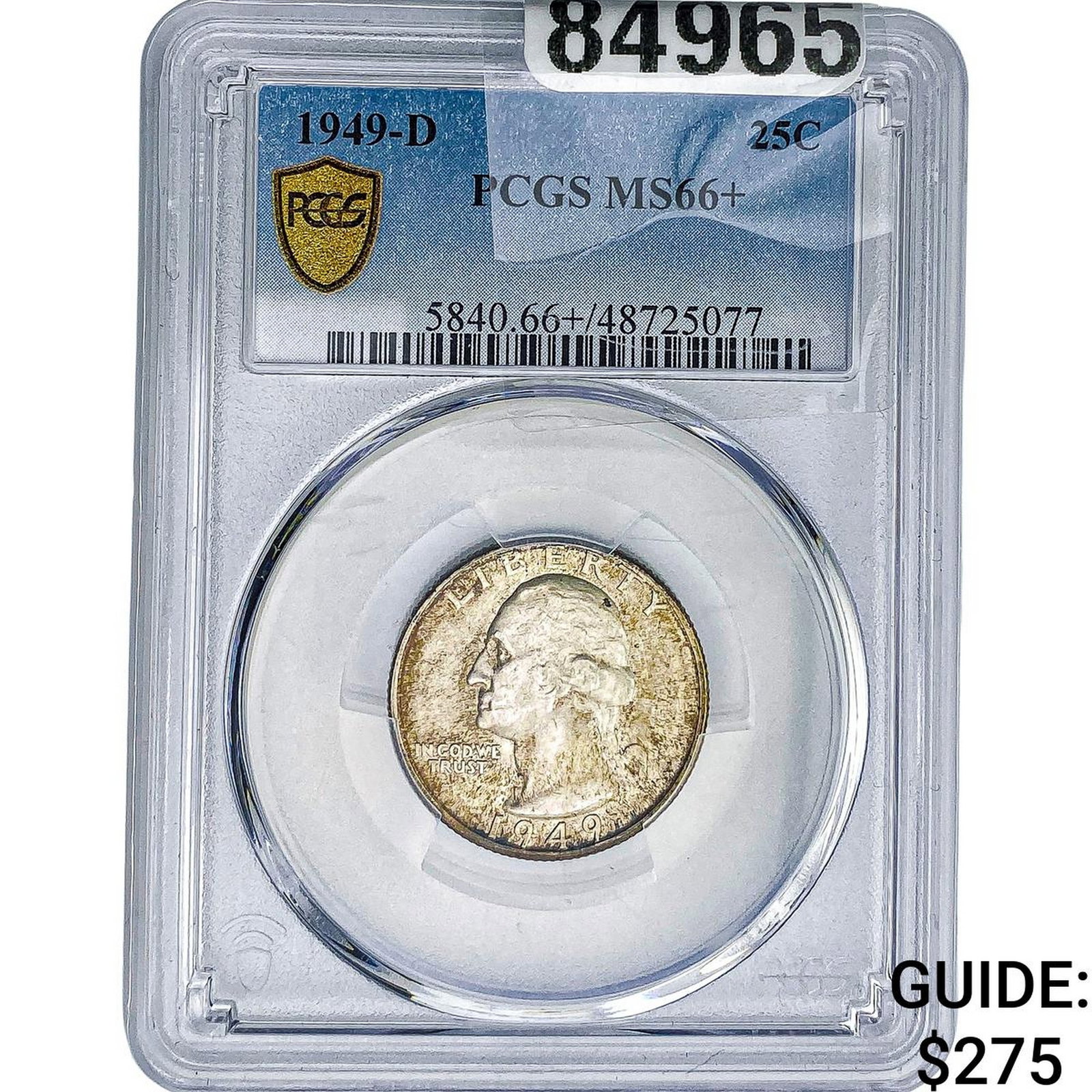 1949-D Washington Silver Quarter PCGS MS66+: 1949-D Washington Silver Quarter PCGS MS66+