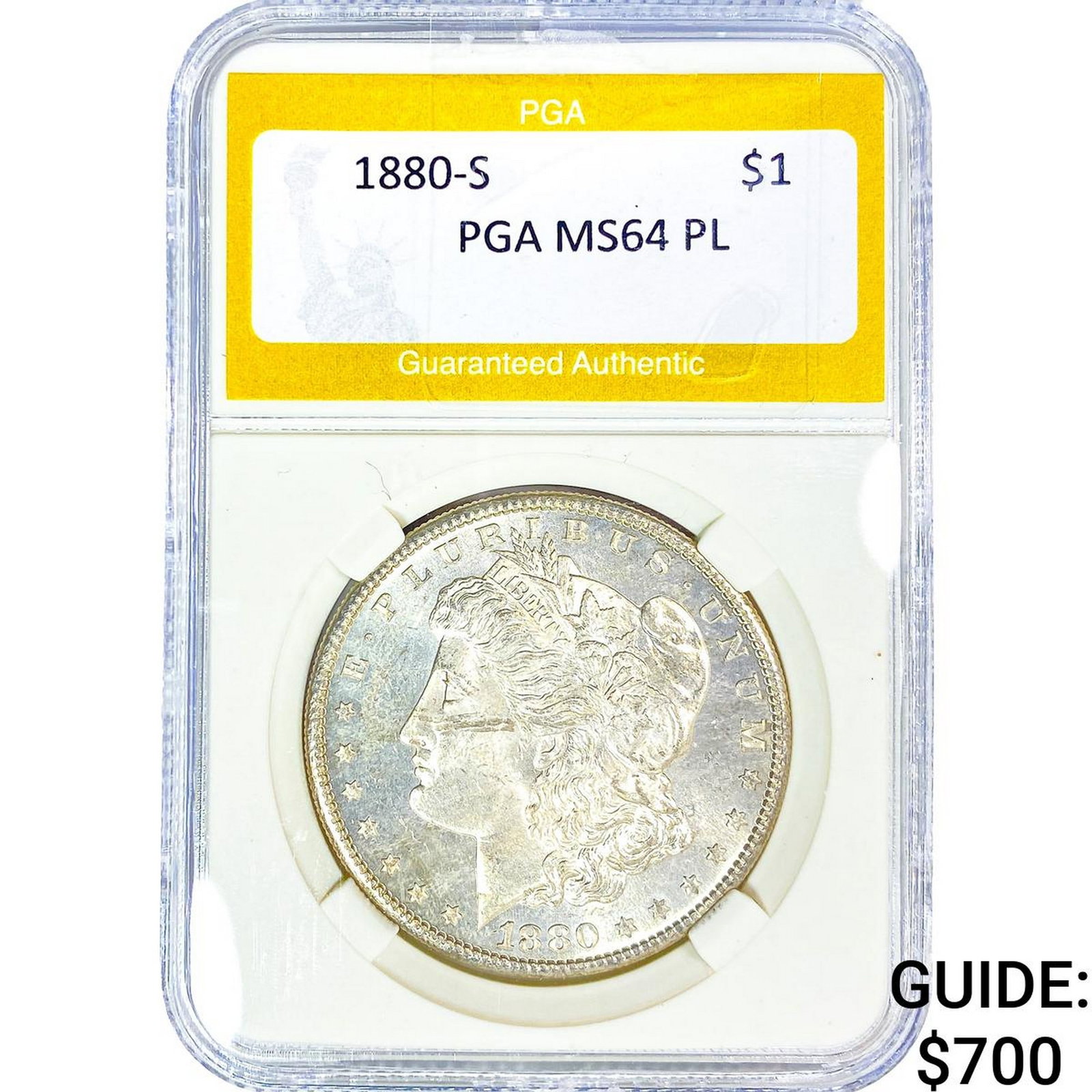 1880-S Morgan Silver Dollar PGA MS64 PL: 1880-S Morgan Silver Dollar PGA MS64 PL