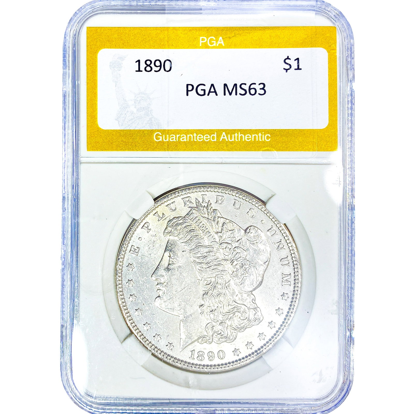 1890 Morgan Silver Dollar PGA MS63: 1890 Morgan Silver Dollar PGA MS63