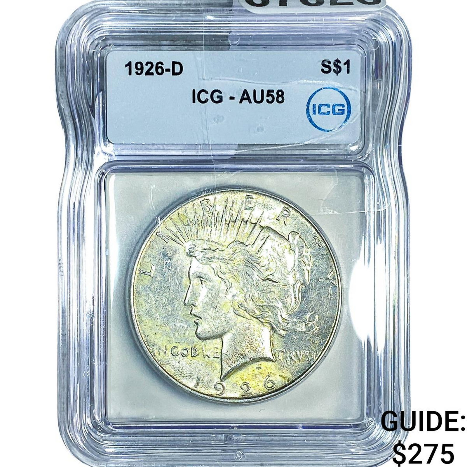 1926-D Silver Peace Dollar ICG AU58: 1926-D Silver Peace Dollar ICG AU58