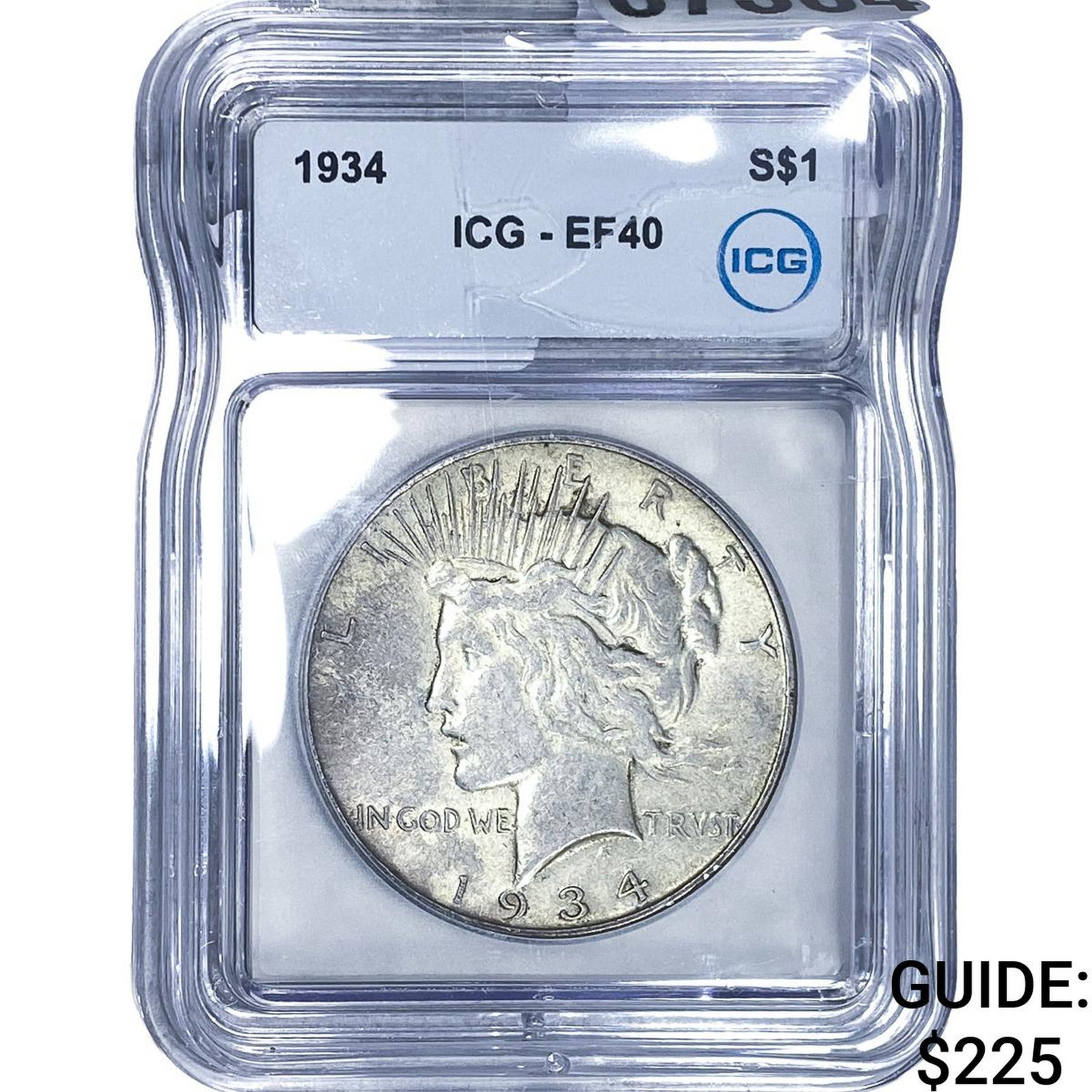 1934 Silver Peace Dollar ICG EF40: 1934 Silver Peace Dollar ICG EF40