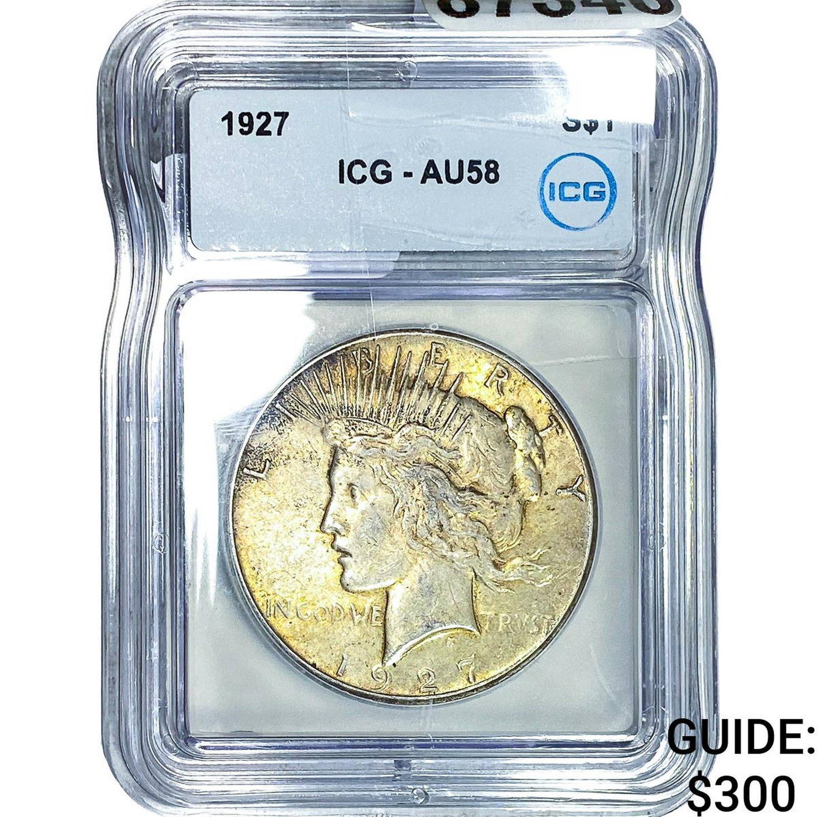 1927 Silver Peace Dollar ICG AU58: 1927 Silver Peace Dollar ICG AU58