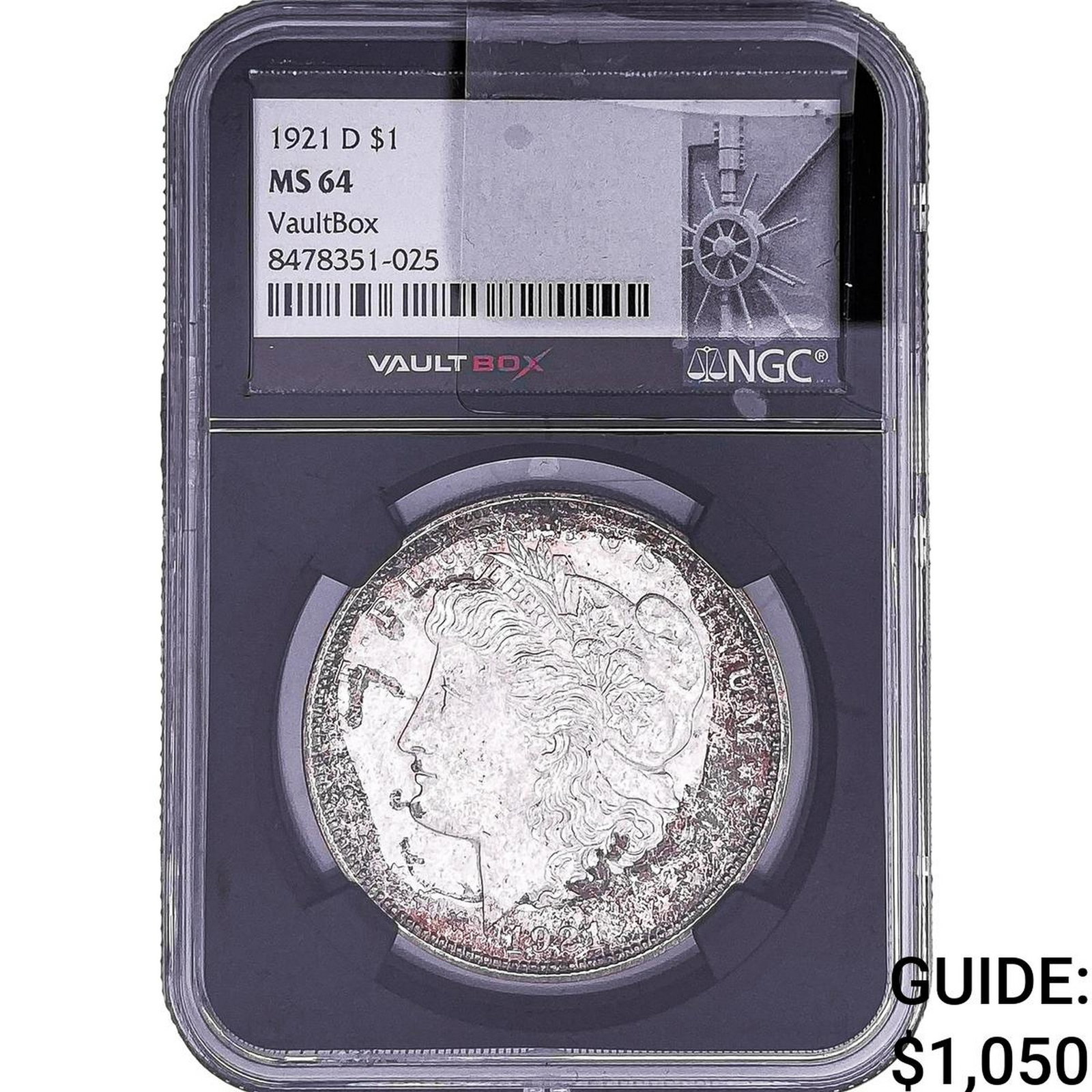 1921-D Morgan Silver Dollar NGC MS64 Vaultbox: 1921-D Morgan Silver Dollar NGC MS64 Vaultbox