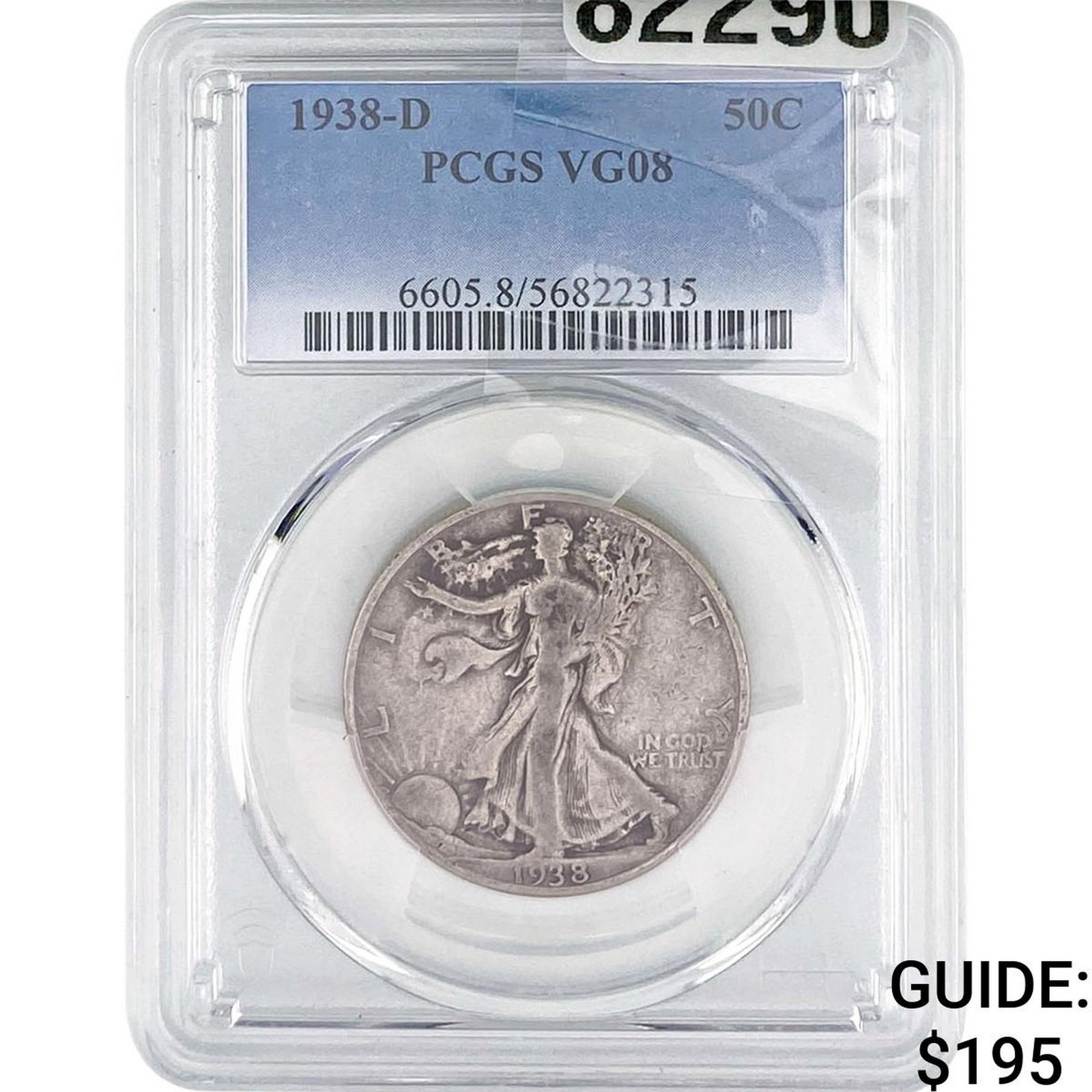 1938-D Walking Liberty Half Dollar PCGS VG08: 1938-D Walking Liberty Half Dollar PCGS VG08