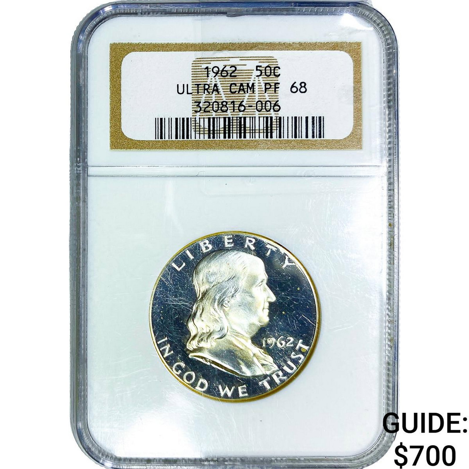 1962 Franklin Half Dollar NGC PF68 Ultra Cam: 1962 Franklin Half Dollar NGC PF68 Ultra Cam