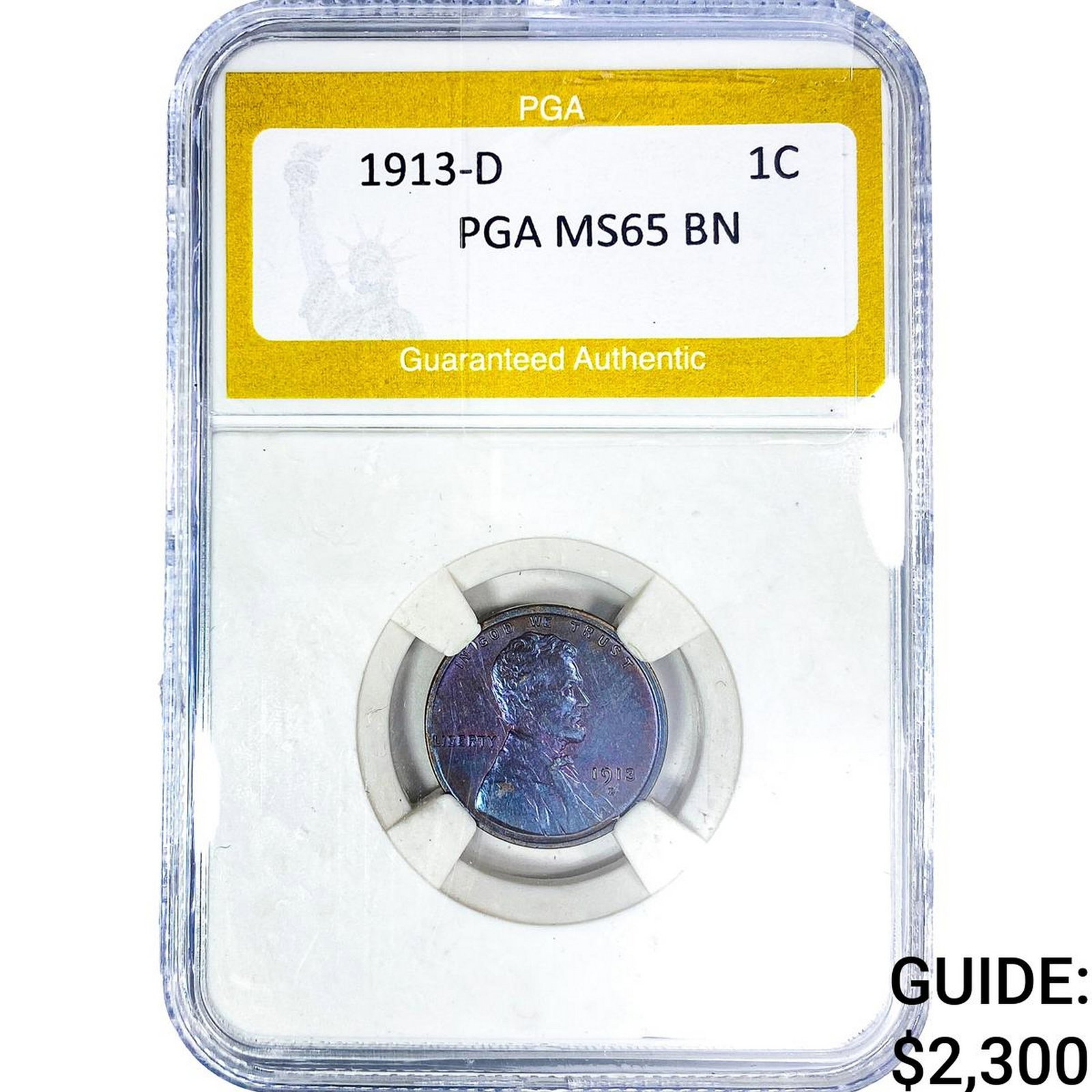 1913-D Wheat Cent PGA MS65 BN: 1913-D Wheat Cent PGA MS65 BN