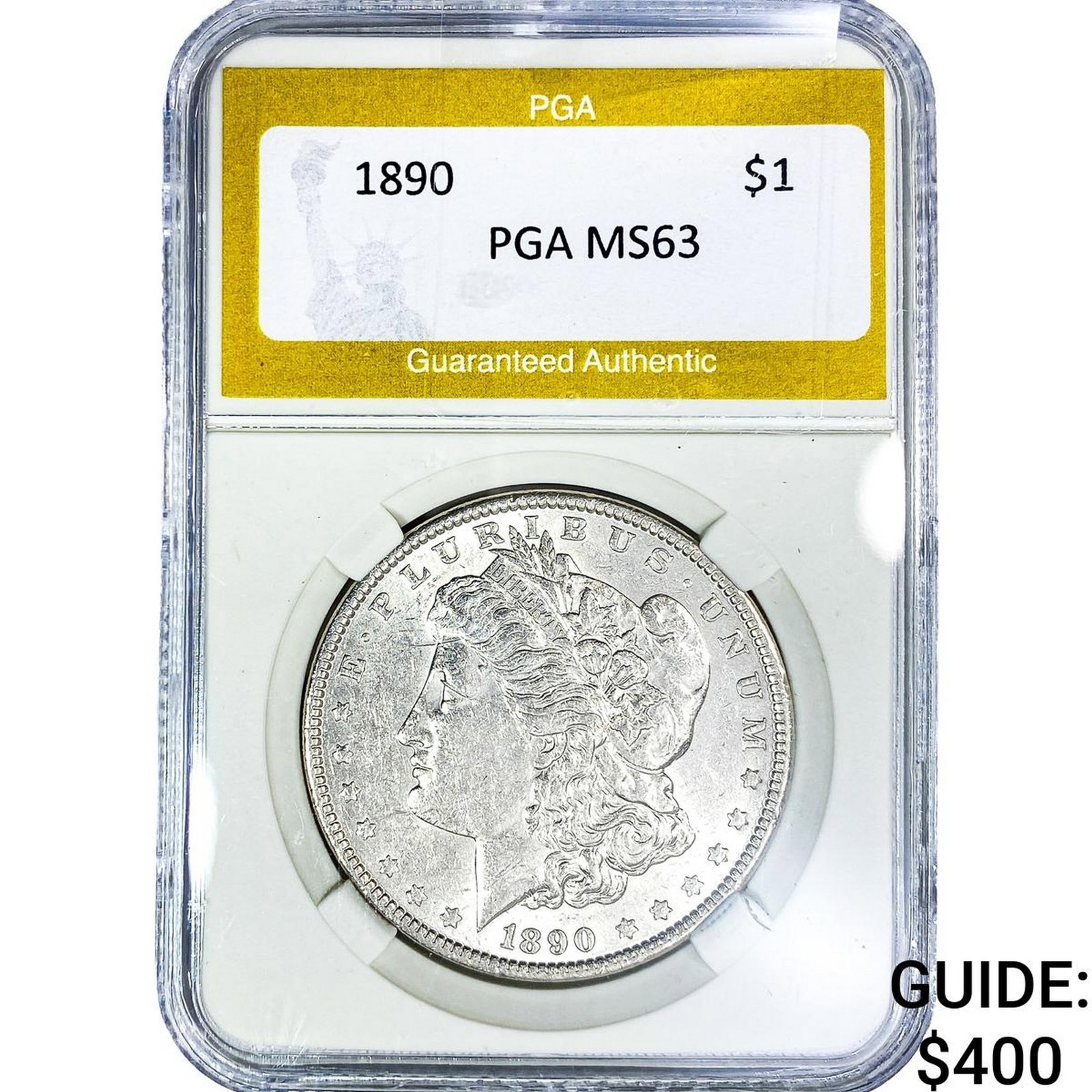 1890 Morgan Silver Dollar PGA MS63: 1890 Morgan Silver Dollar PGA MS63